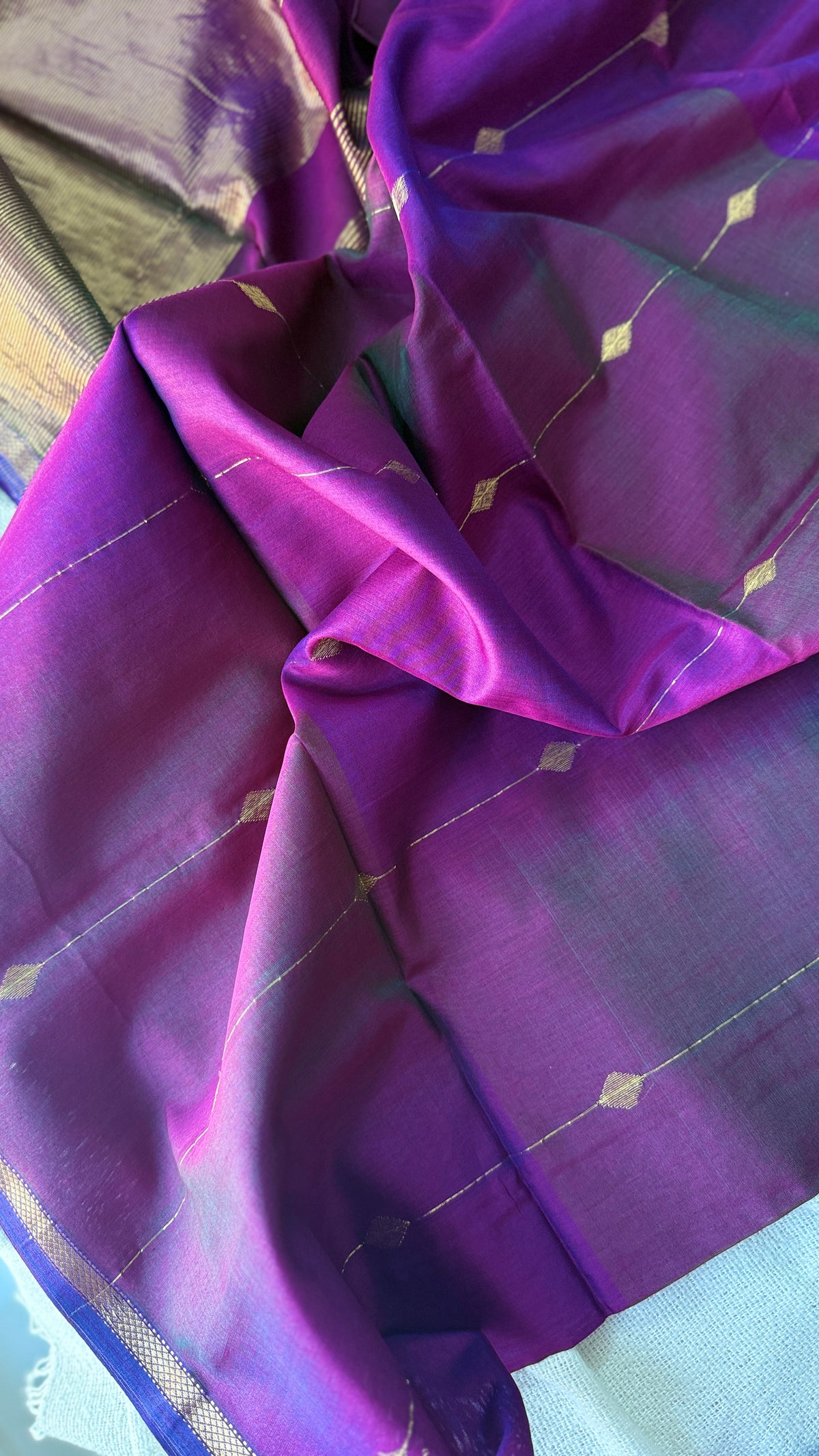 Diamond Butta Maheshwari with Small Border (Purple) 🌸