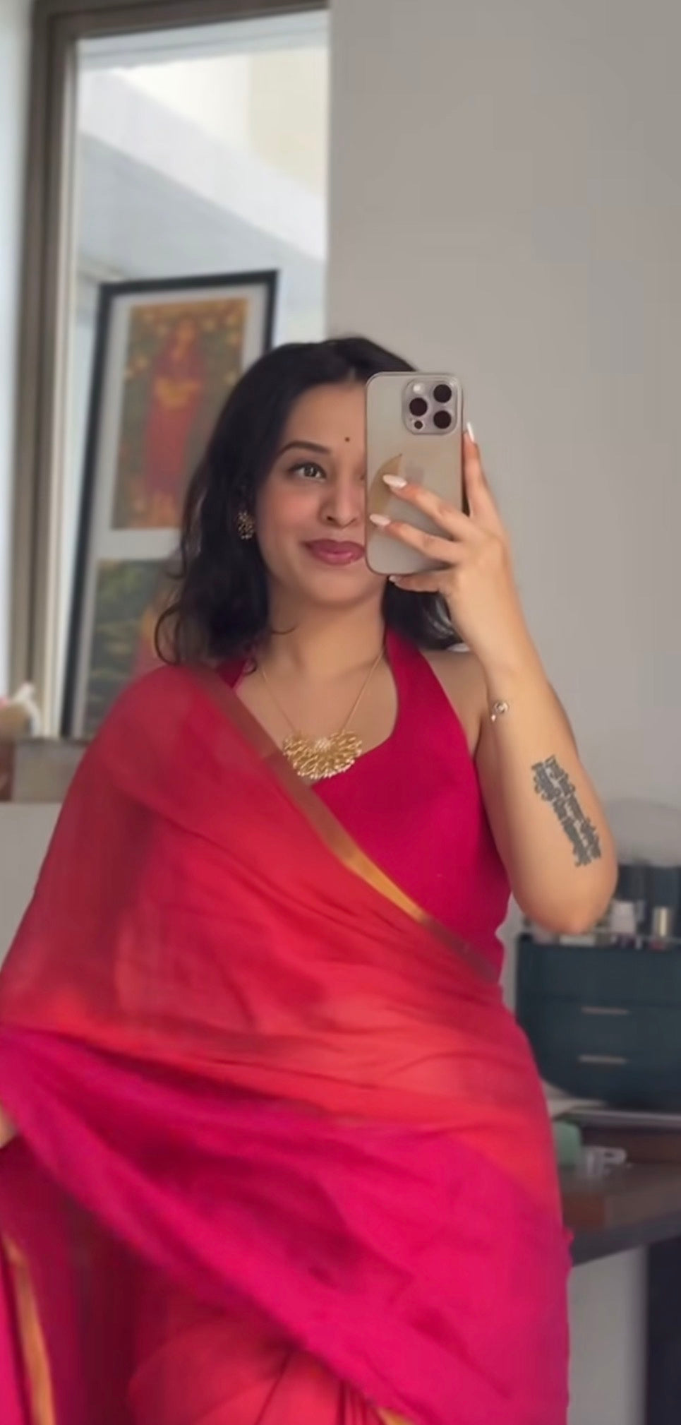 Pink Orange Gradient Mul Cotton Drape🌸