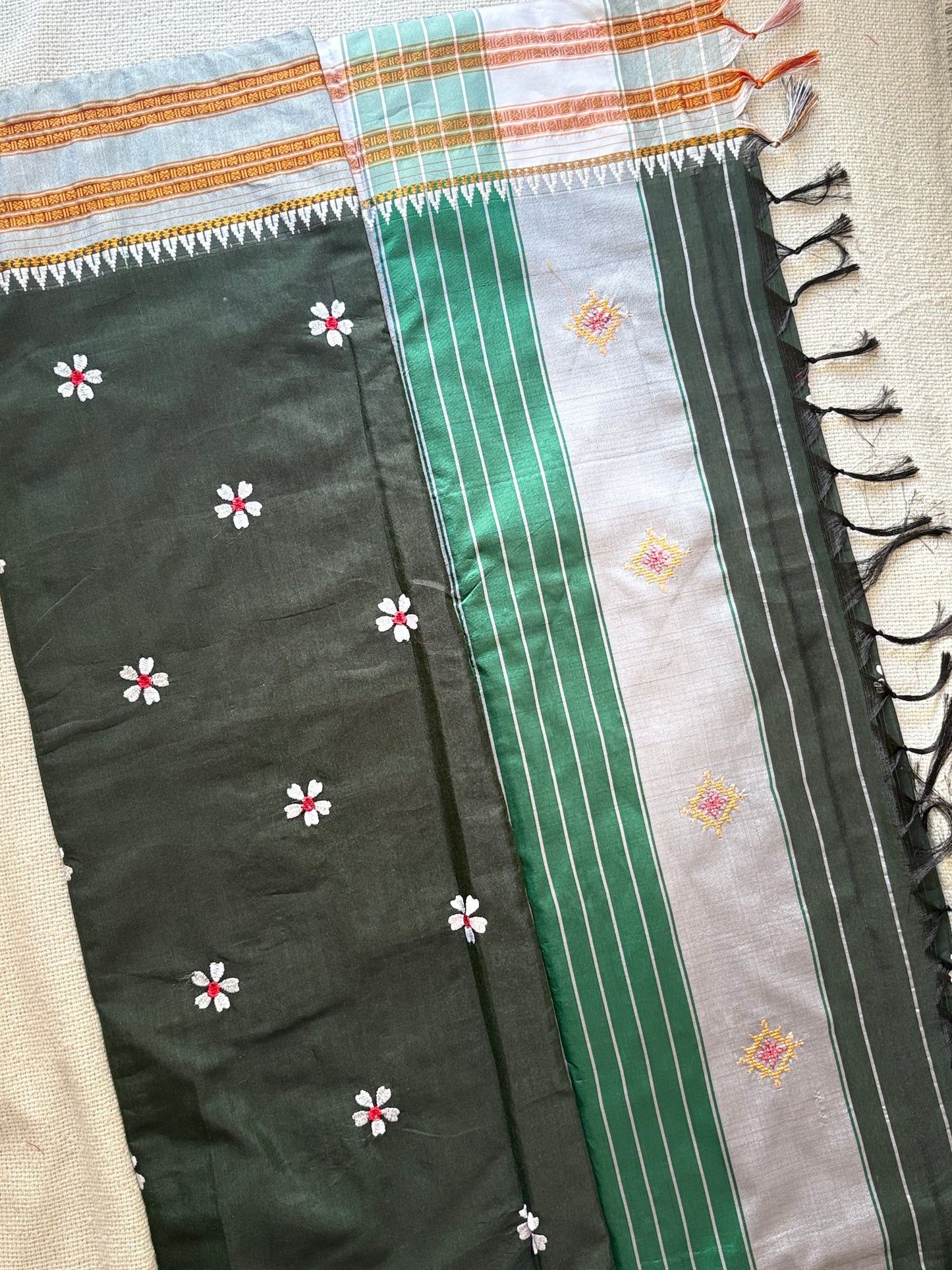 Narayanpeth Sadafuli Green Saree