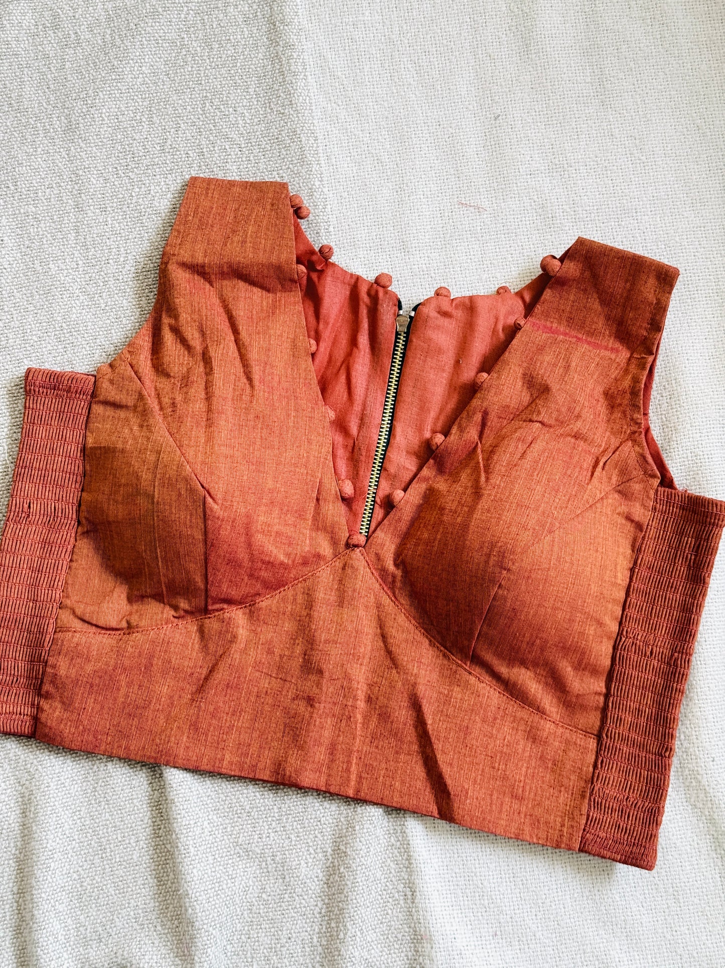 Side Stretch V neck Blouse