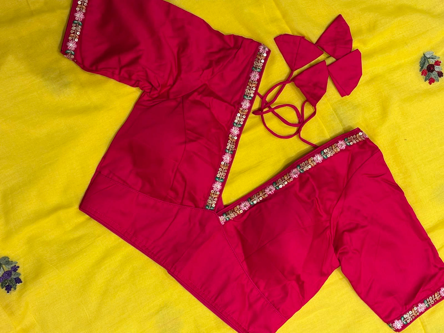 V-Neck Pink Blouse with Sleeves