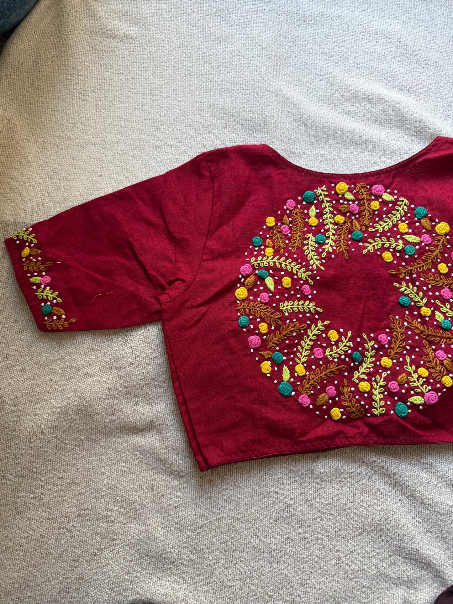 Hand-Embroidered Maroon Blouse