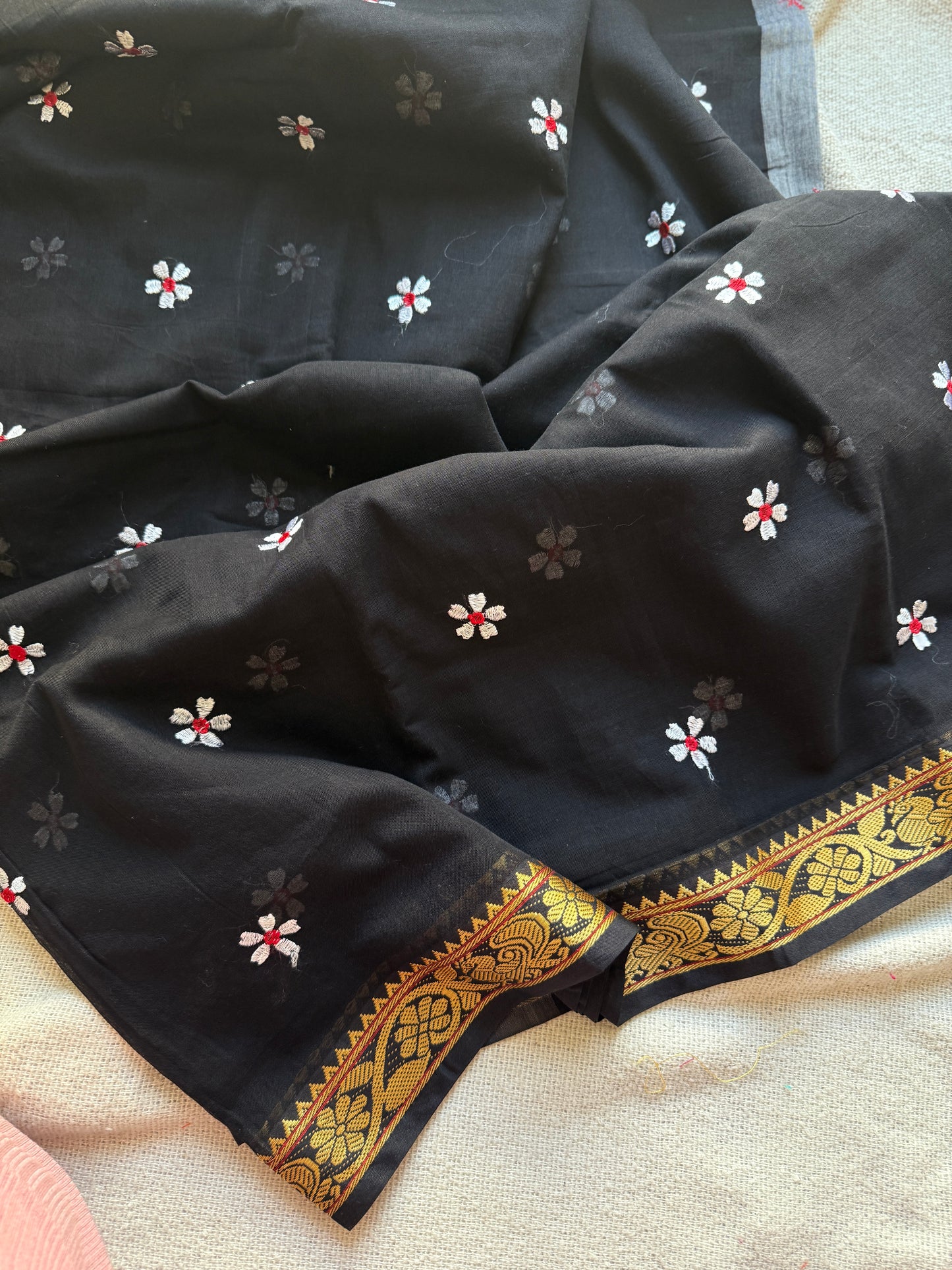 Golden Border Black Sadafuli Saree