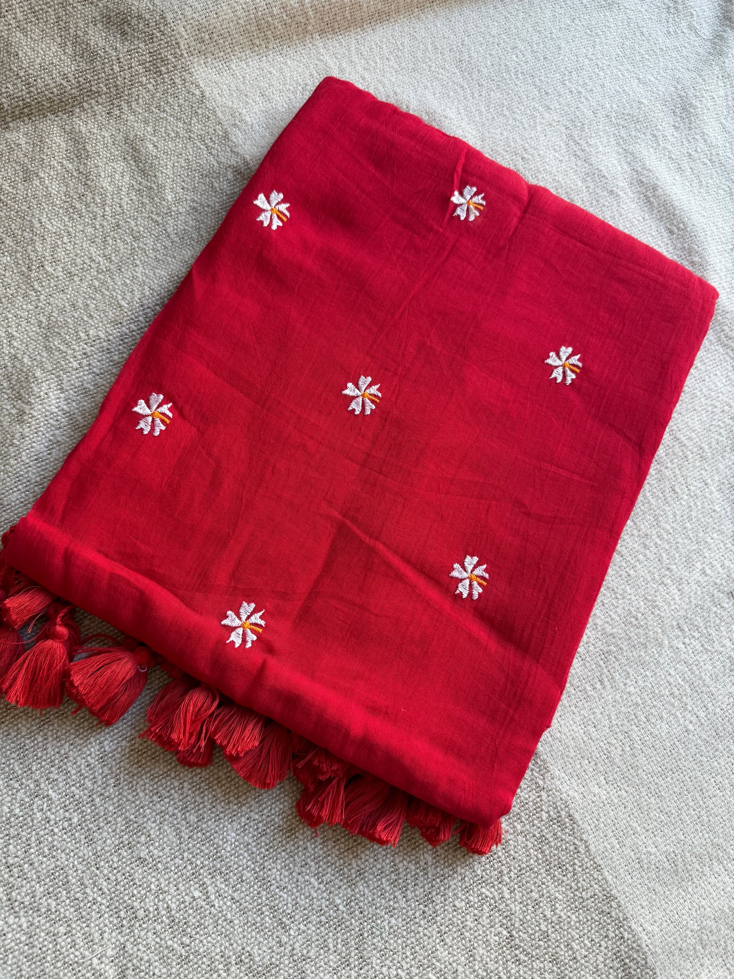 Red Parijaat Saree