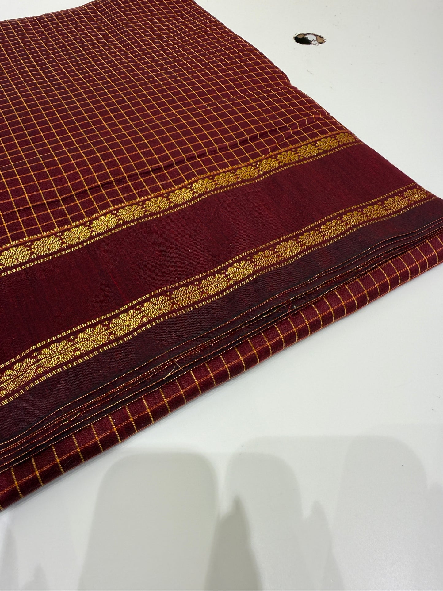 Vintage Gadwal Saree 🌸 maroon