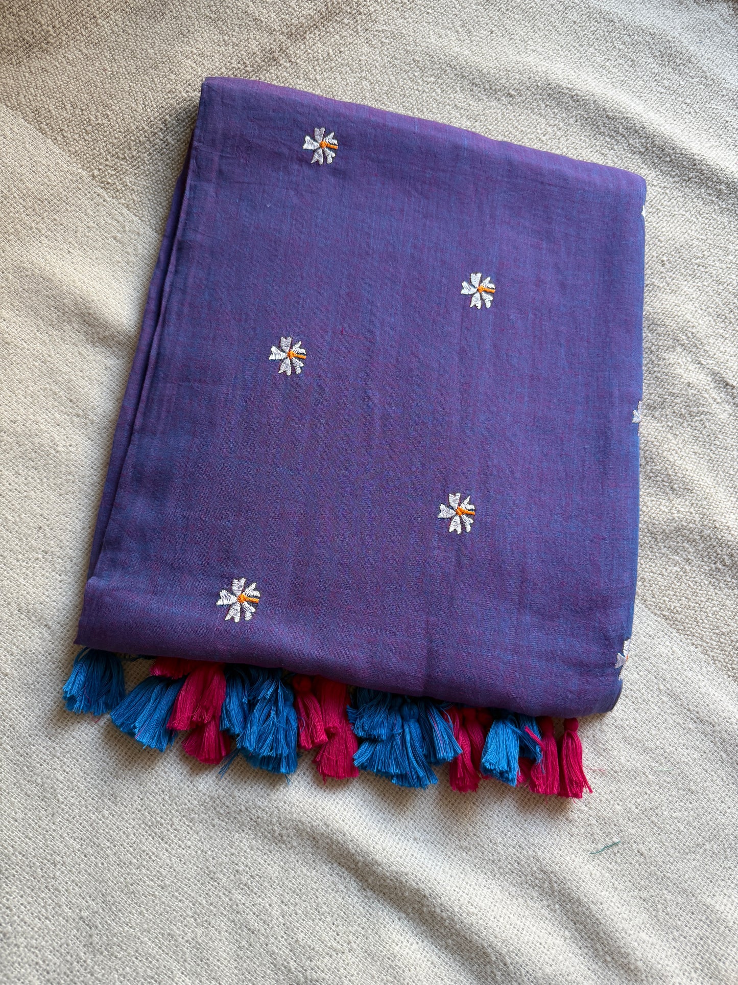 Purple Dual Shade Parijaat Mul Cotton Saree