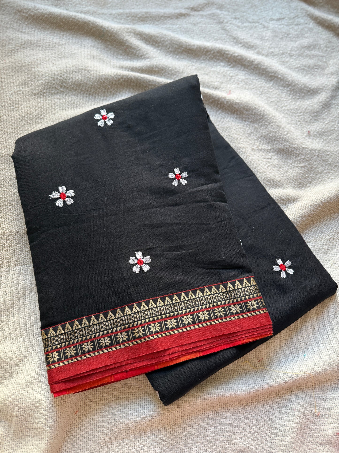 Sitara Temple Border Black Sadafuli Saree
