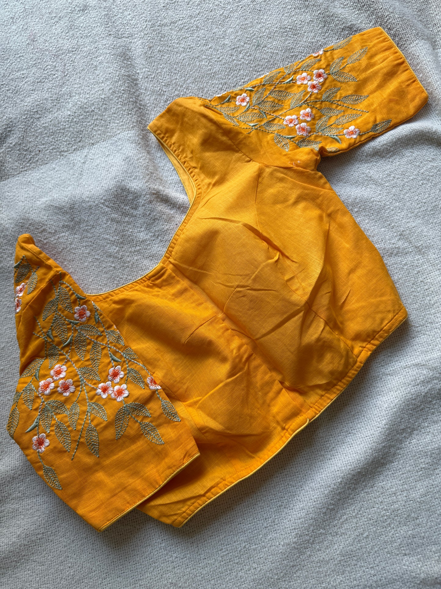 Yellow Floral Embroidered Blouse