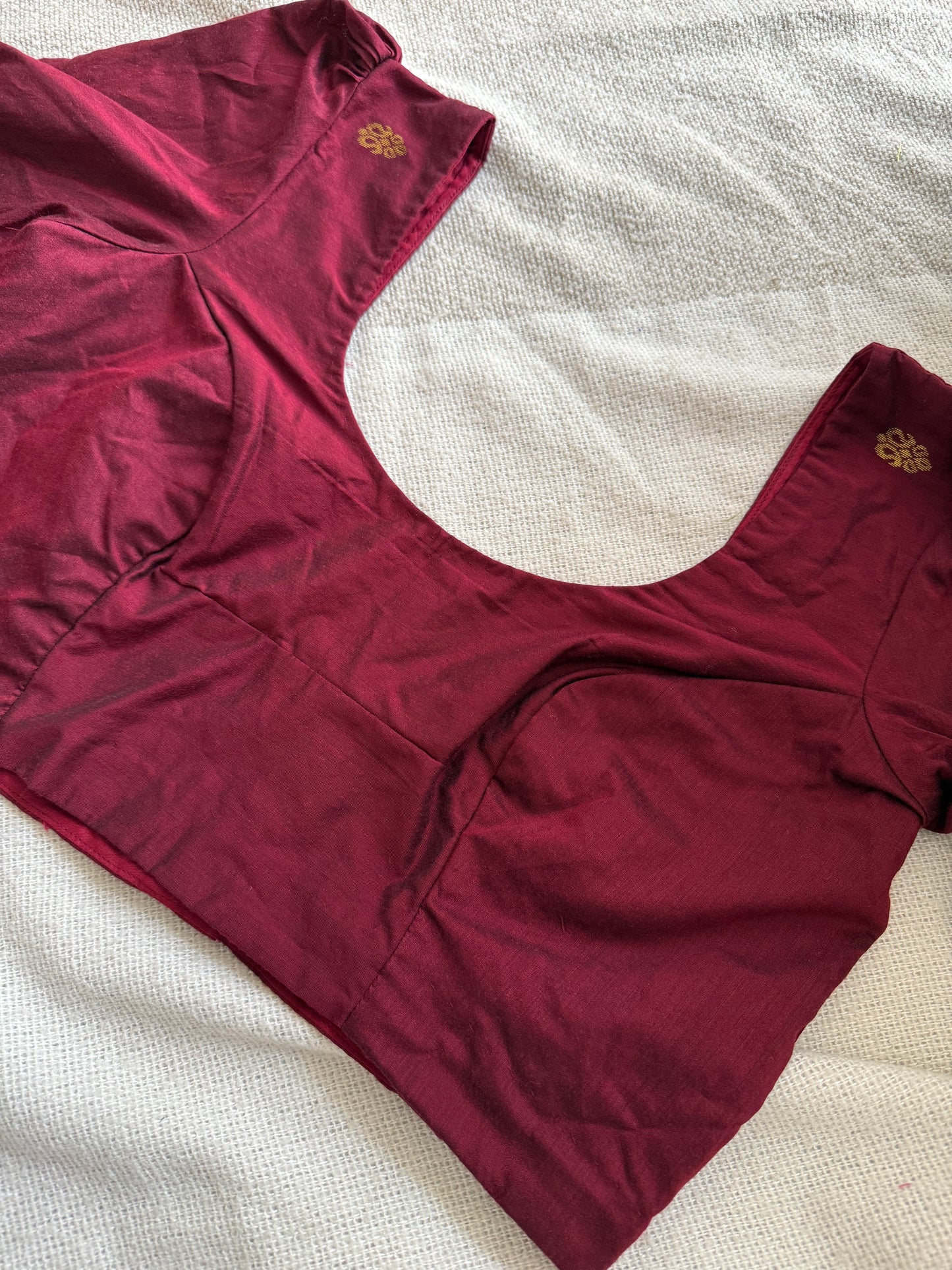 Maroon Silk Puff Sleeves Blouse!