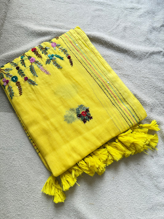 Lemon Yellow Manjari Saree