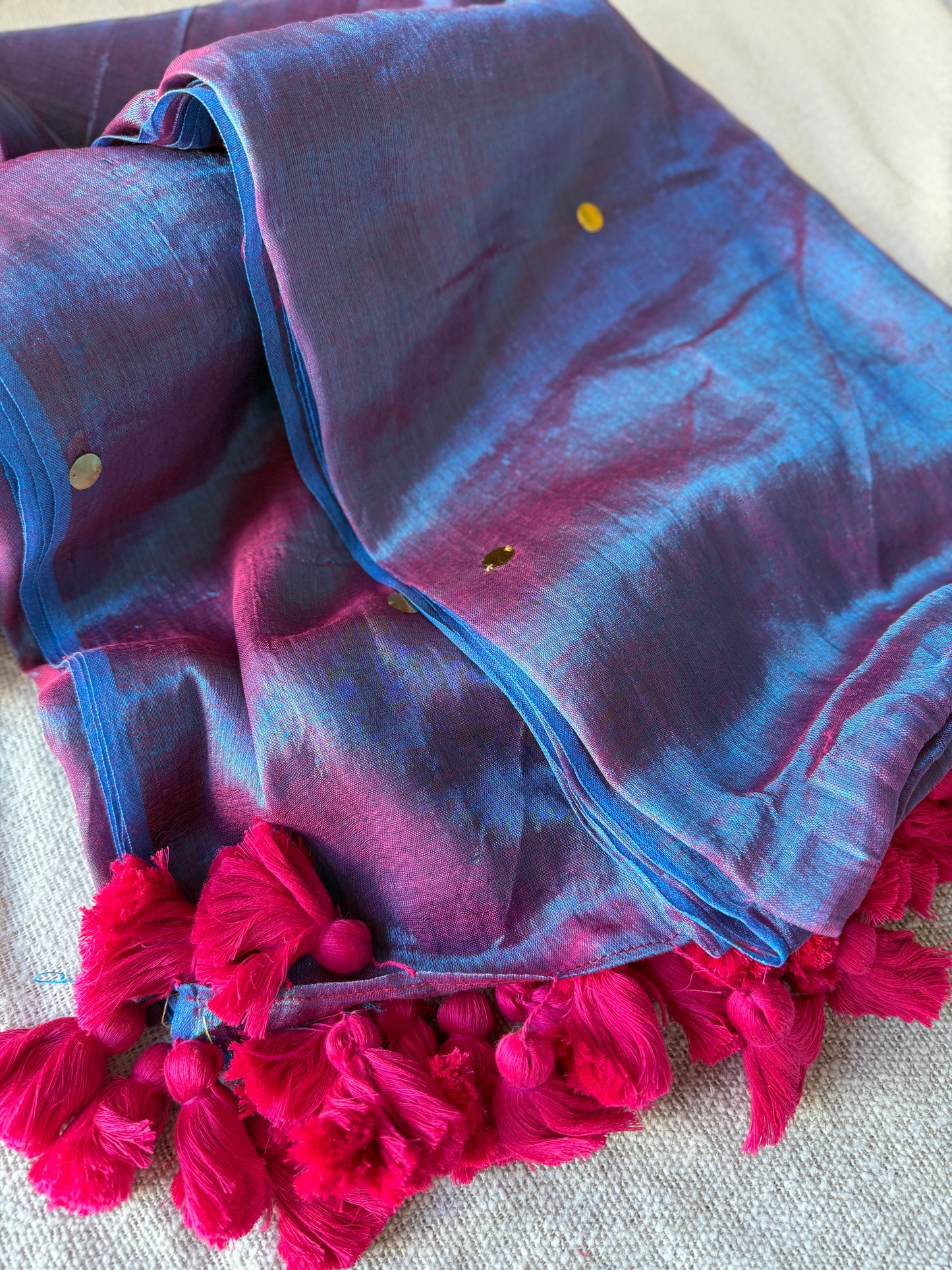 Raga Tissue Big Tussles with Sequins saree