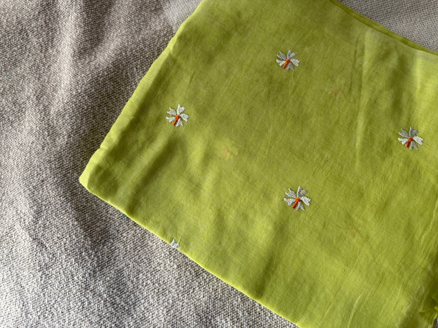 Parijaat Embroidered Pista Mul Cotton Saree