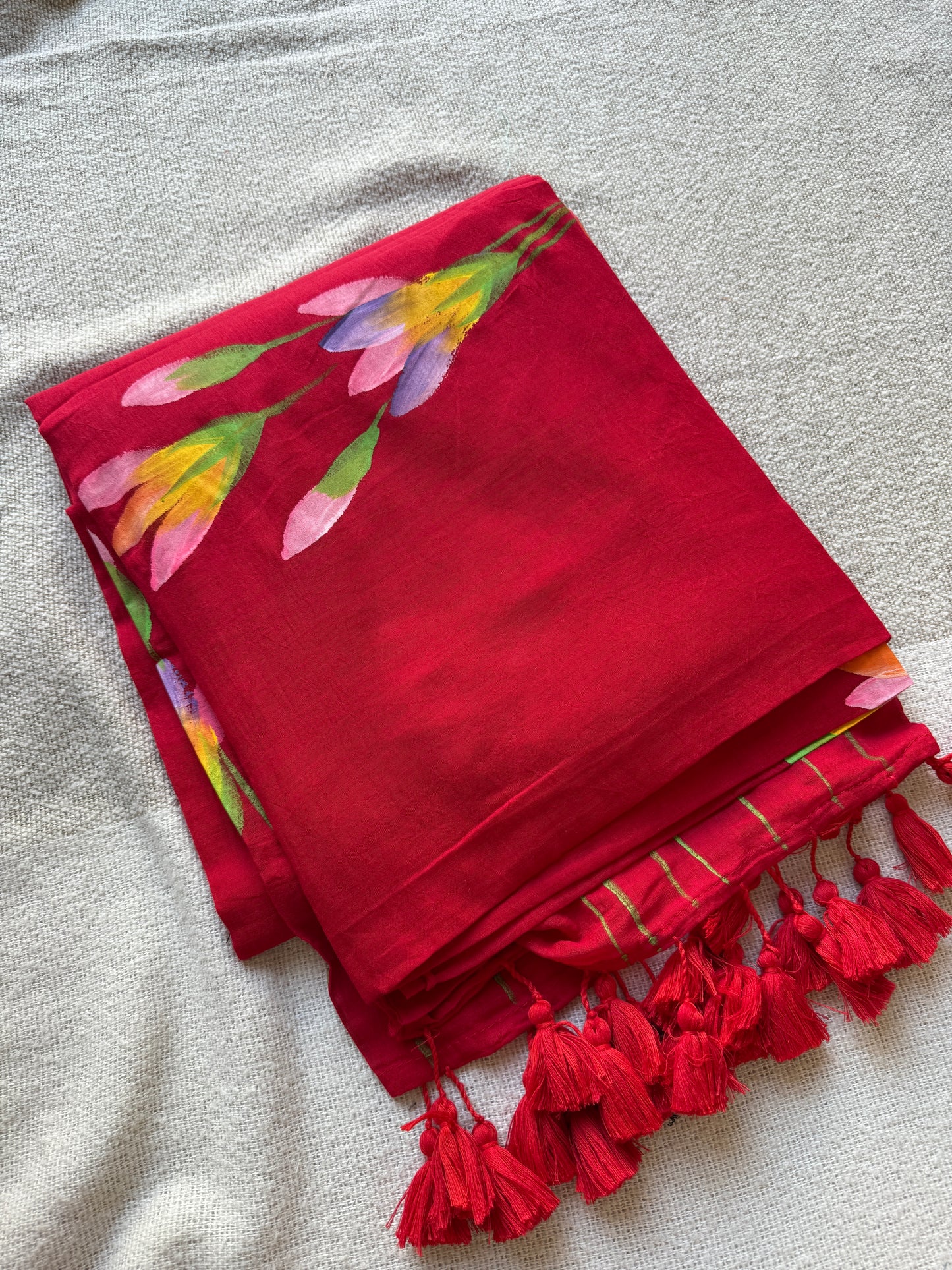 Red Handpained Saree