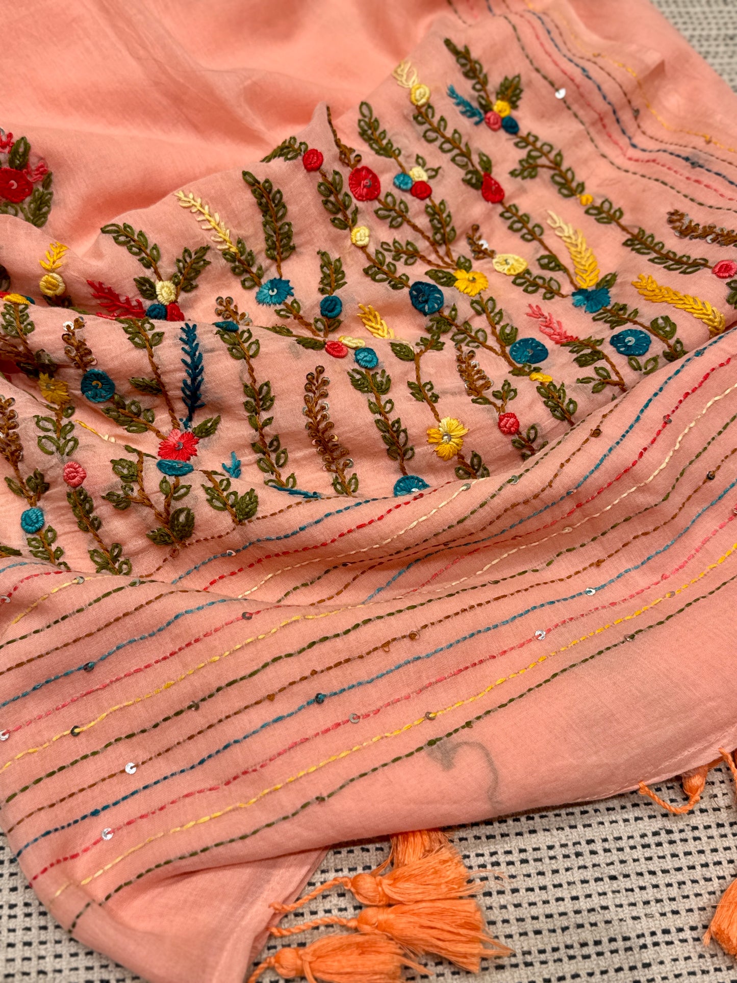 Peach Manjari saree
