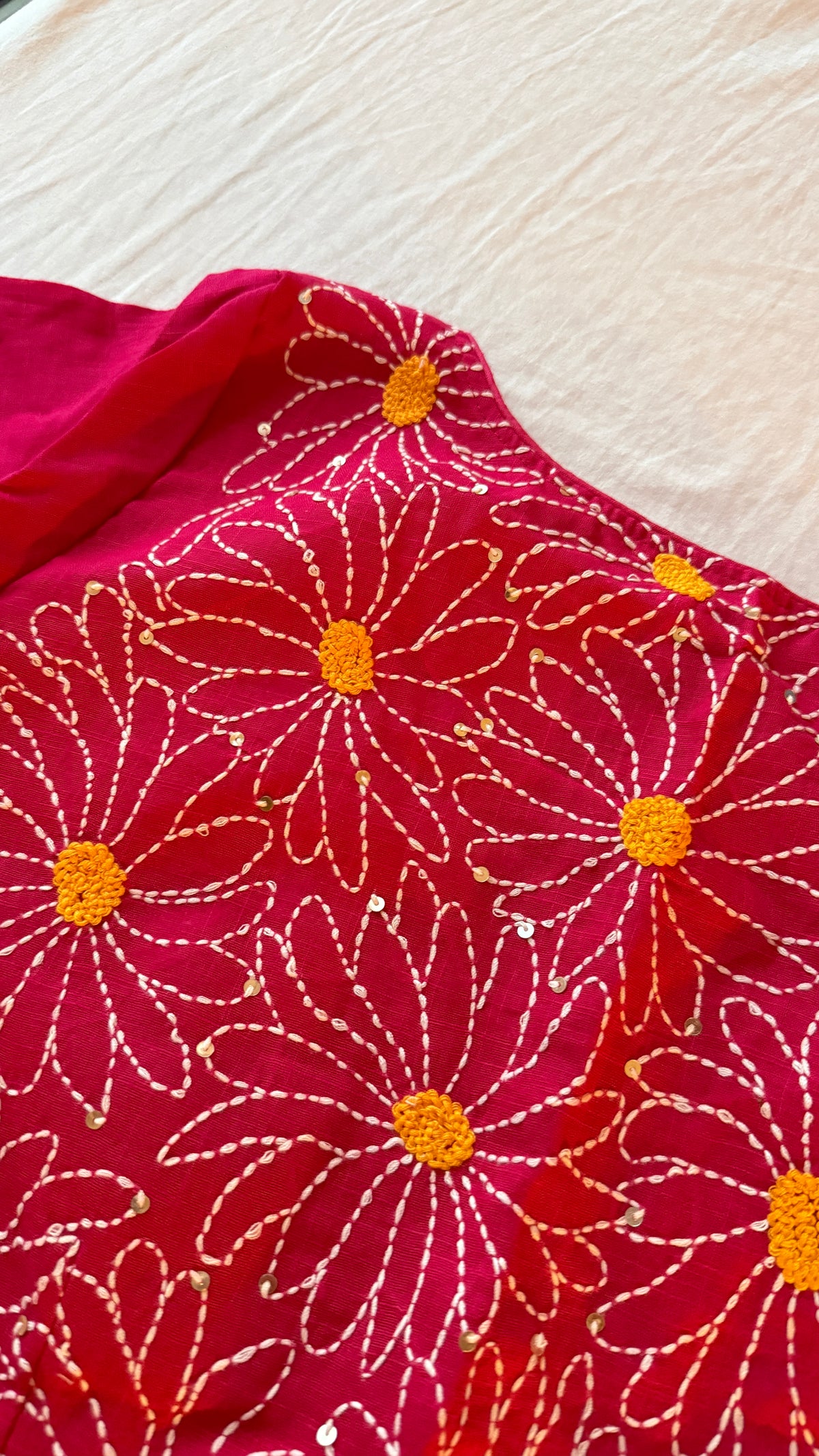 Daisy Embroidery Pink Blouse