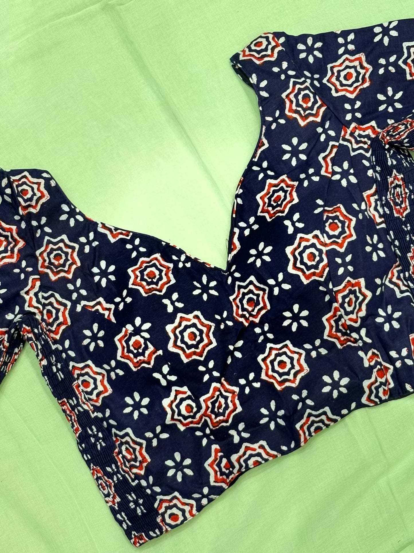 Block Print Cotton Side Stretch Blouse