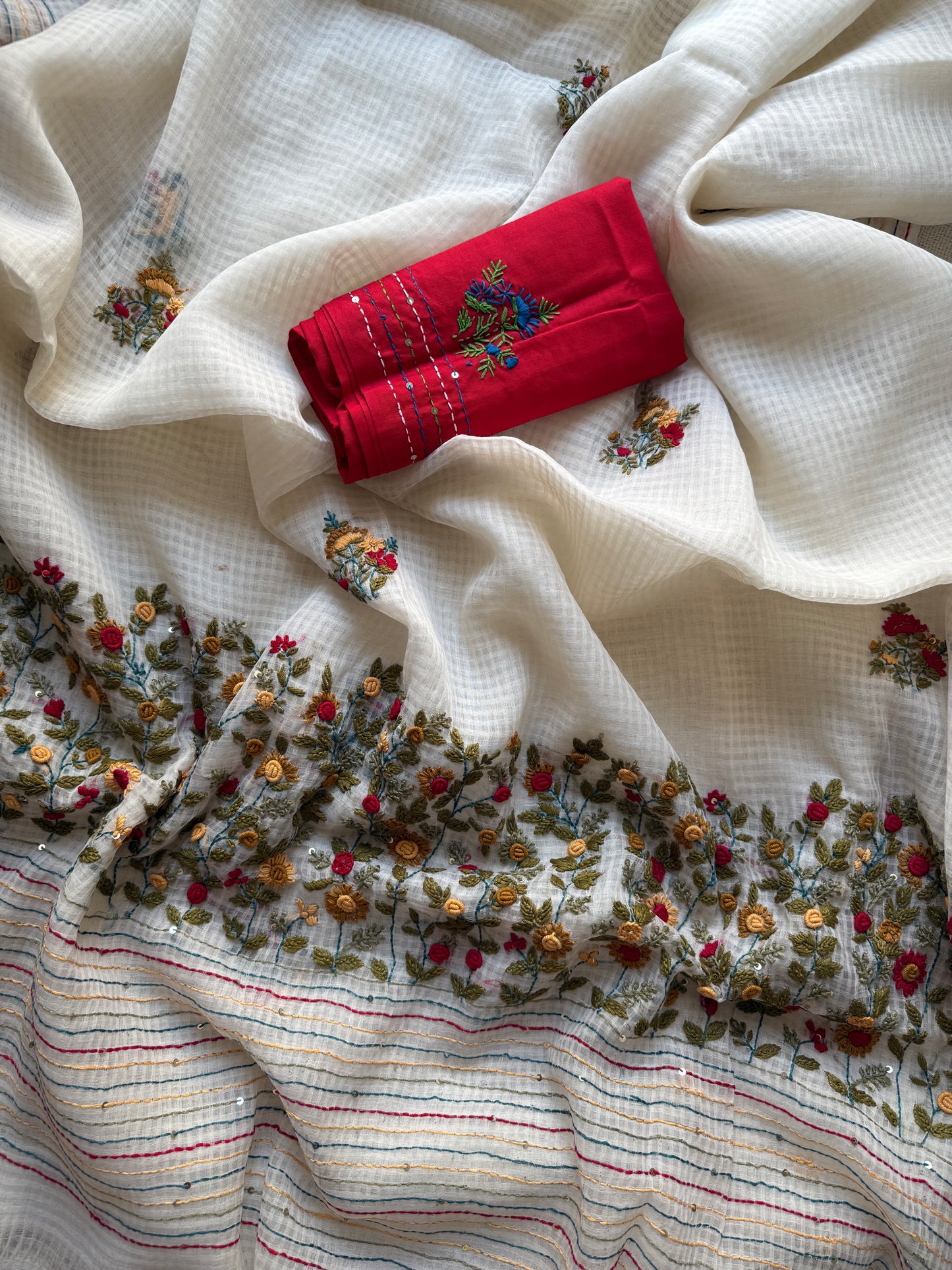 White Kota Manjari Saree