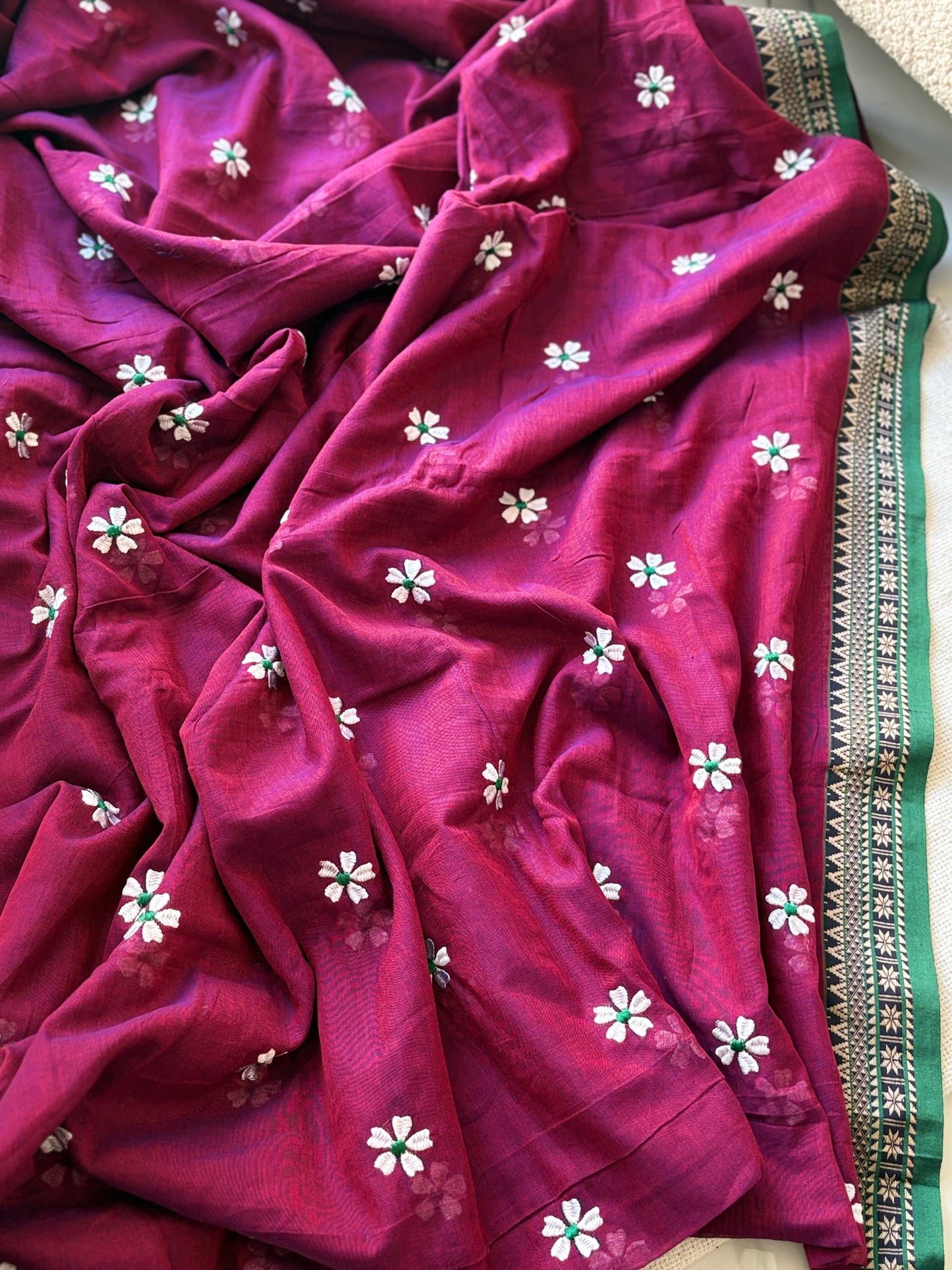 Temple Border Sadafuli Purple Dual Shade Saree