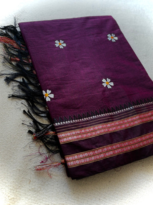Narayanpeth Sadafuli Purple Saree