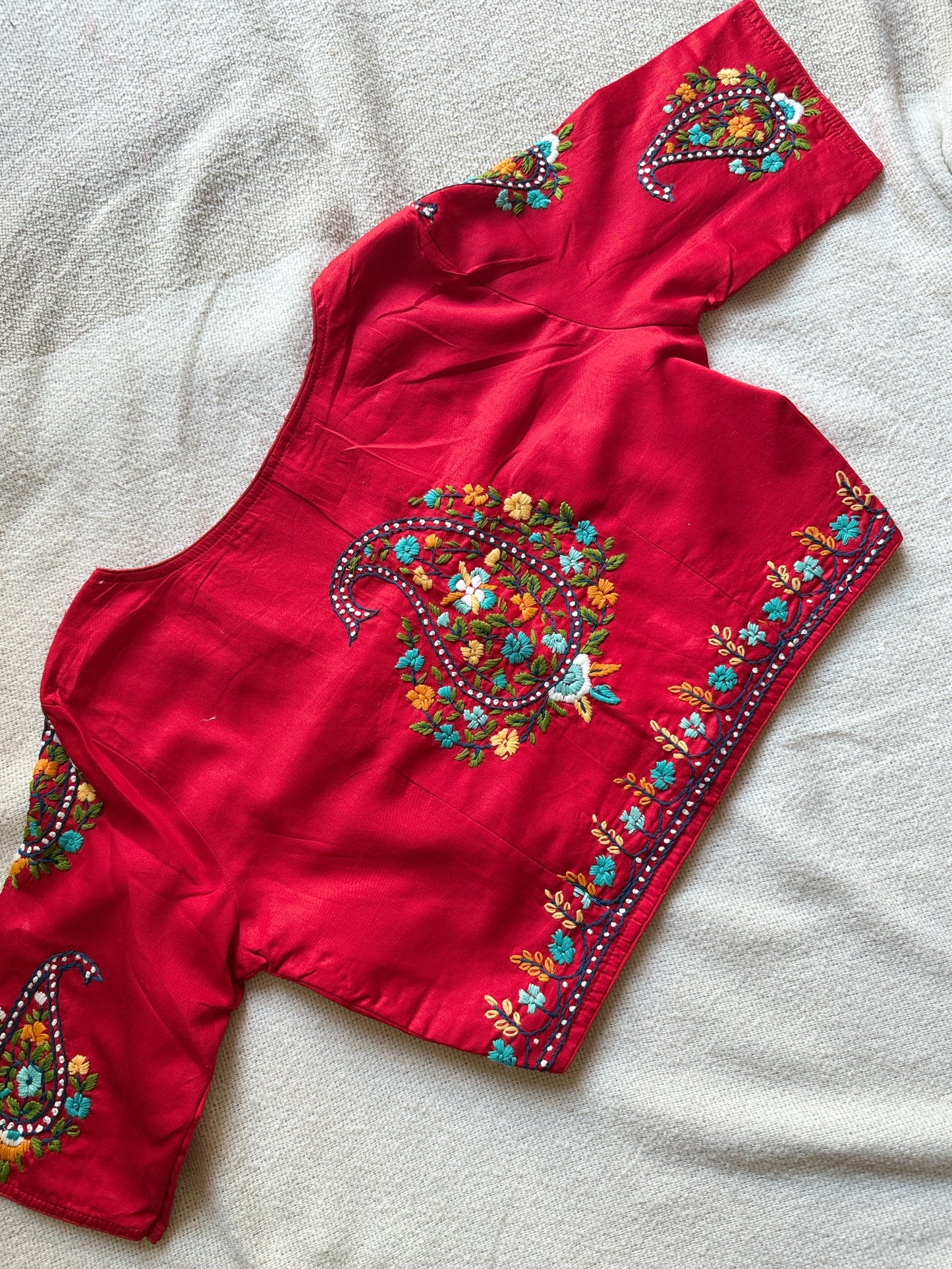 Red Handwork Blouse