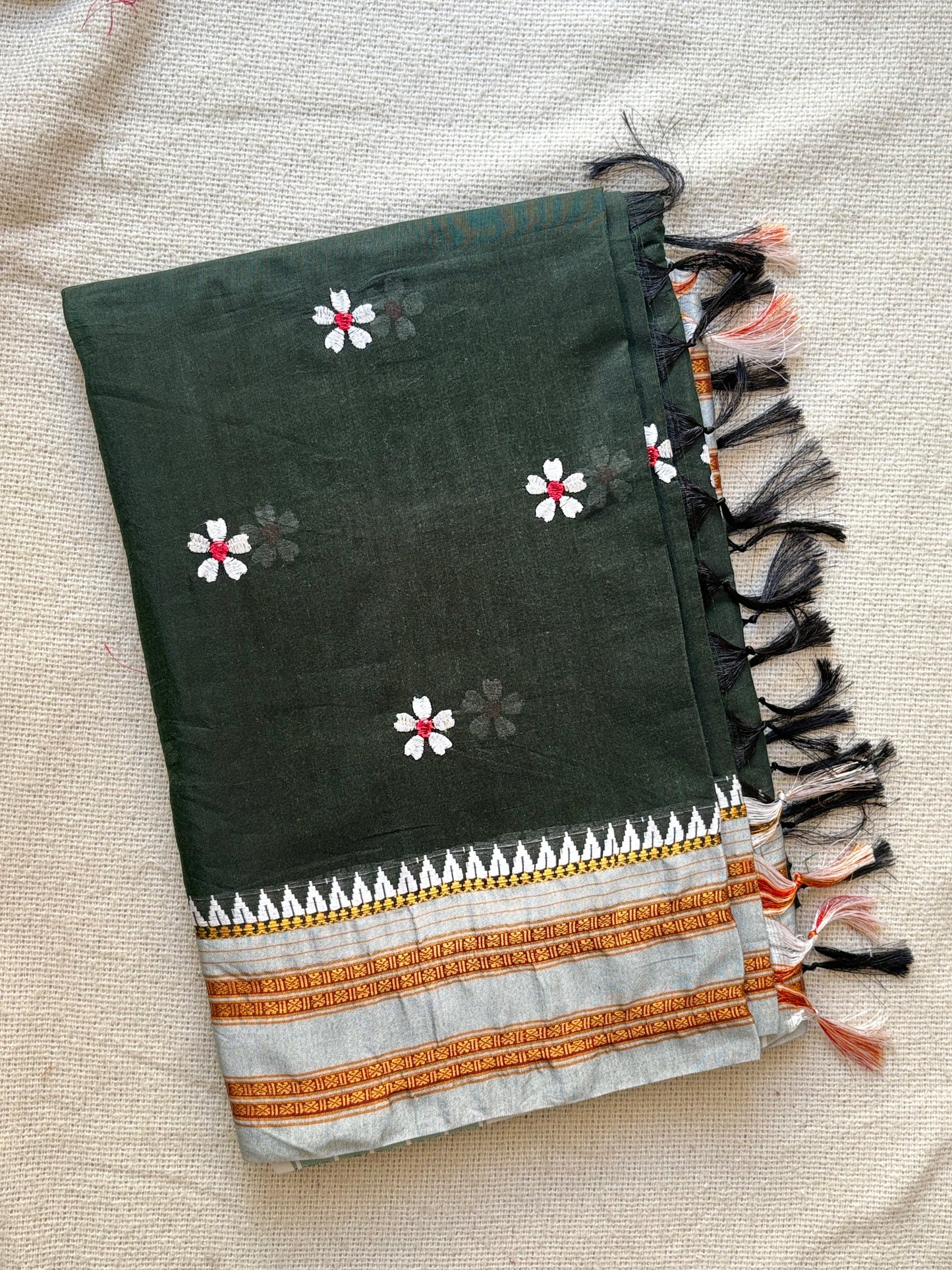 Narayanpeth Sadafuli Green Saree