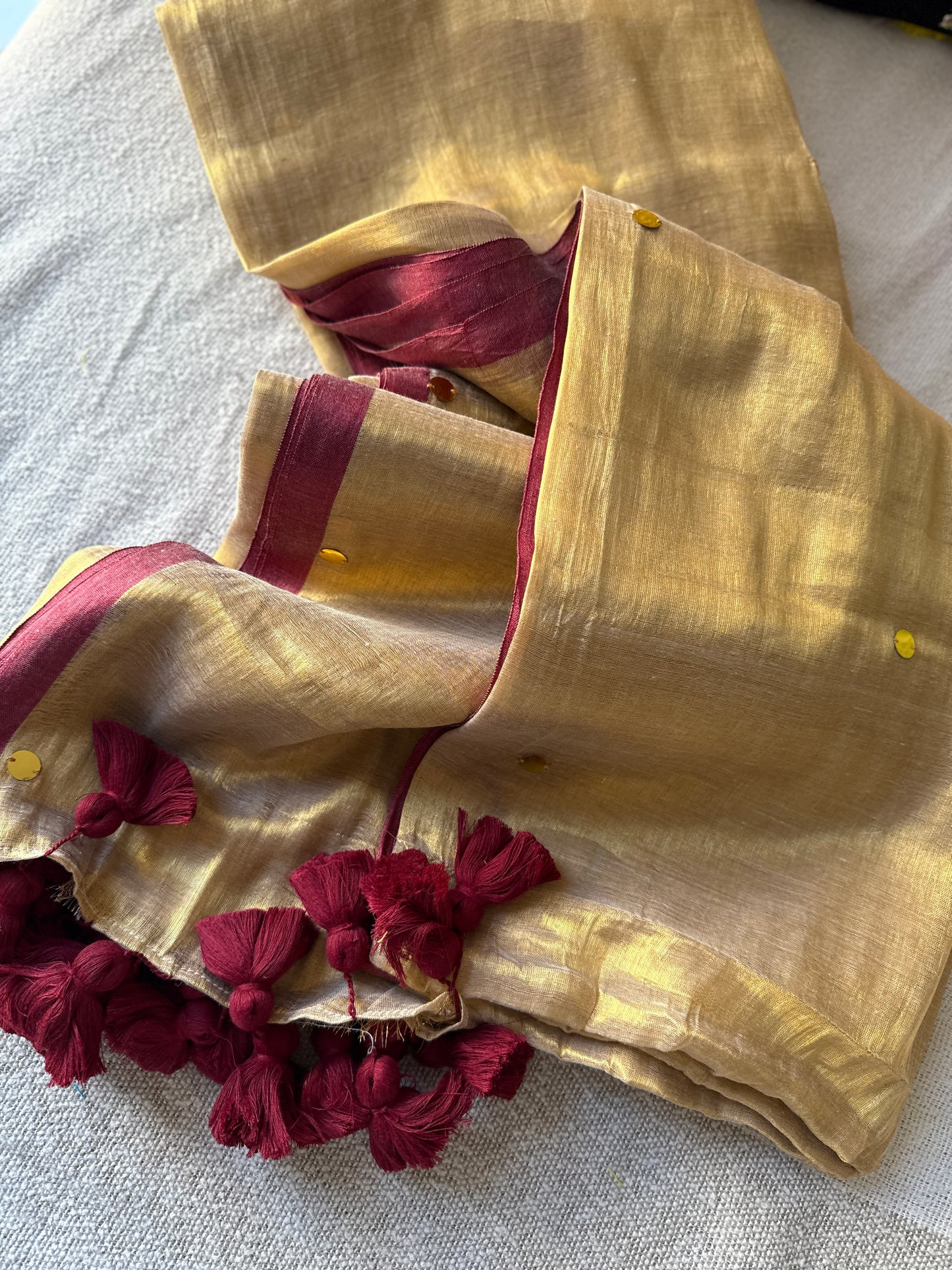 Raga Tissue Big Tussles Sequins Saree