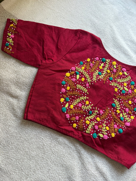 Hand-Embroidered Maroon Blouse