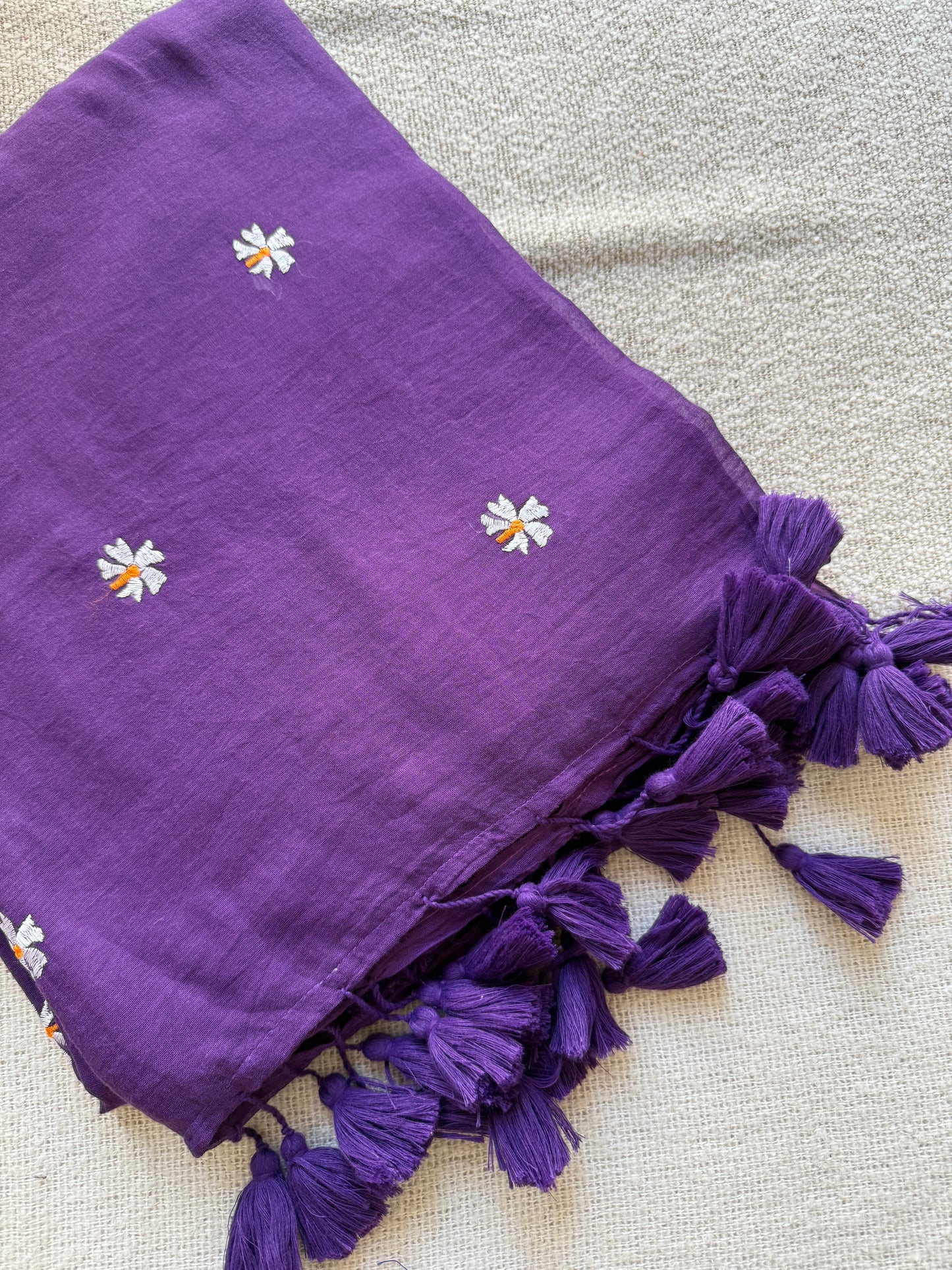 Parijaat Purple Mul Cotton Saree