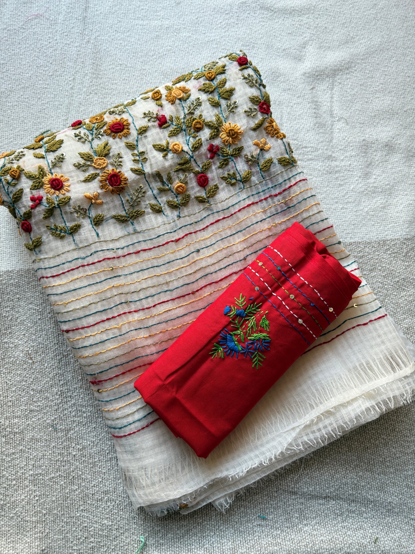 White Kota Manjari Saree