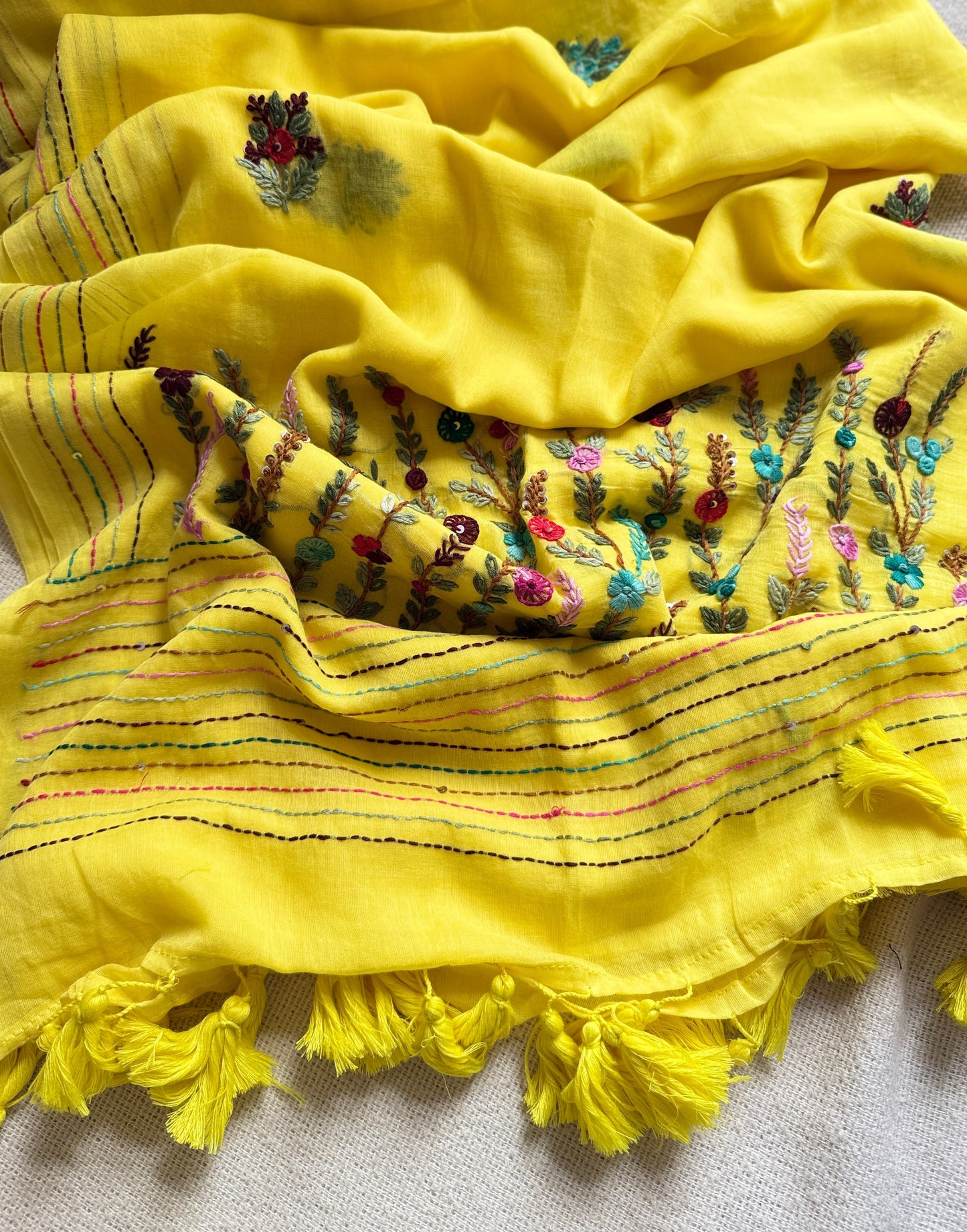 Lemon Yellow Manjari Saree