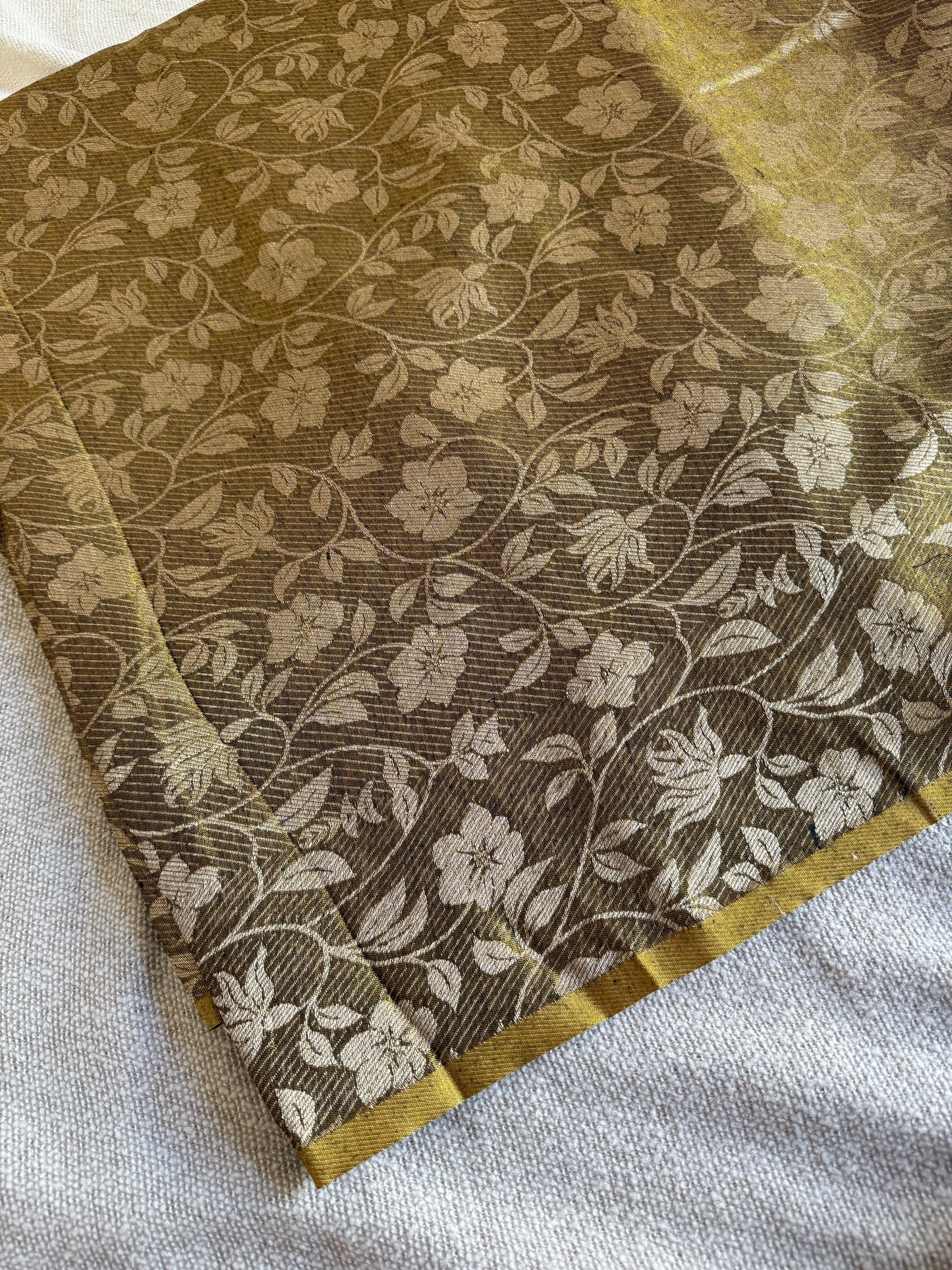 Copper Linen Tissue Cow Motif Saree