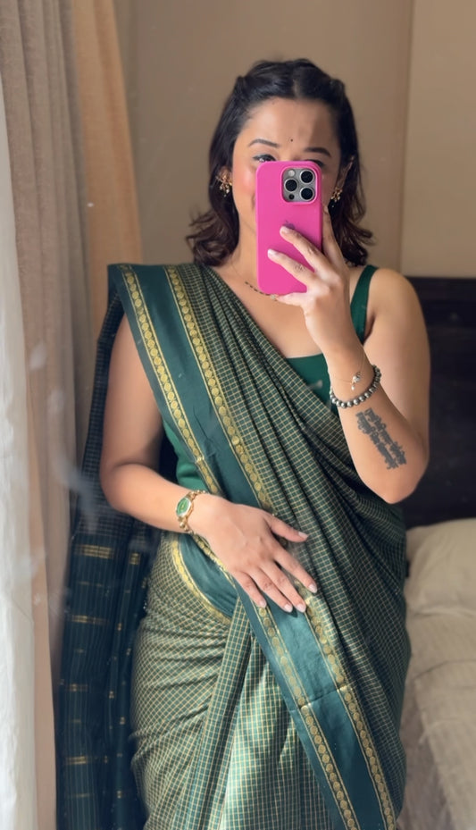 Green Vintage Gadwal Cotton-Silk Saree