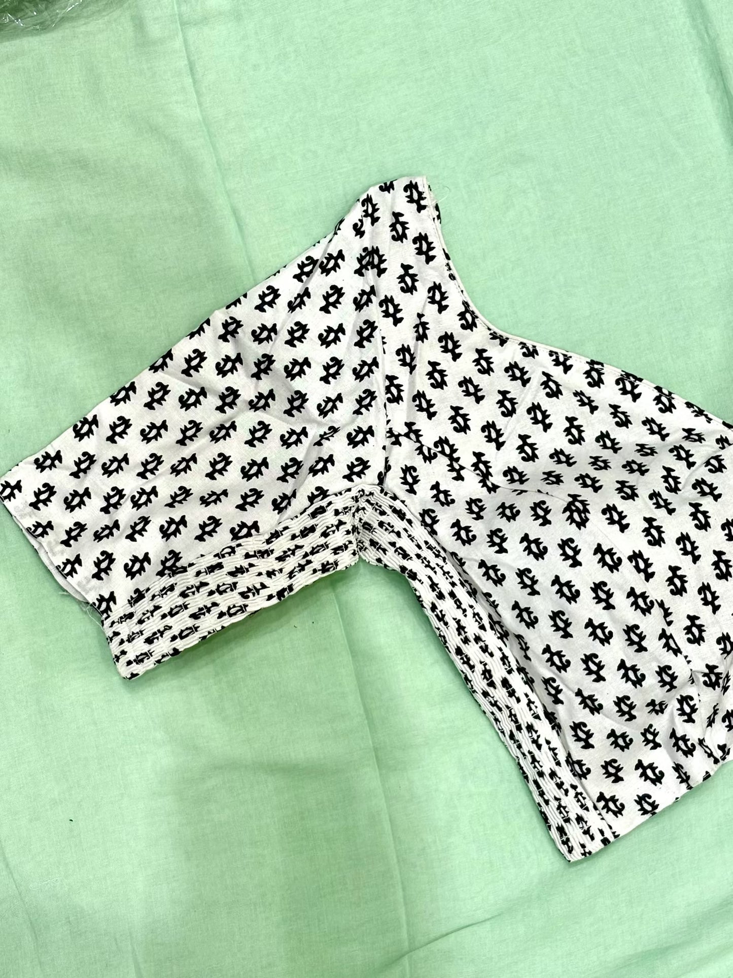 Block Print Blouse with Side Stretch