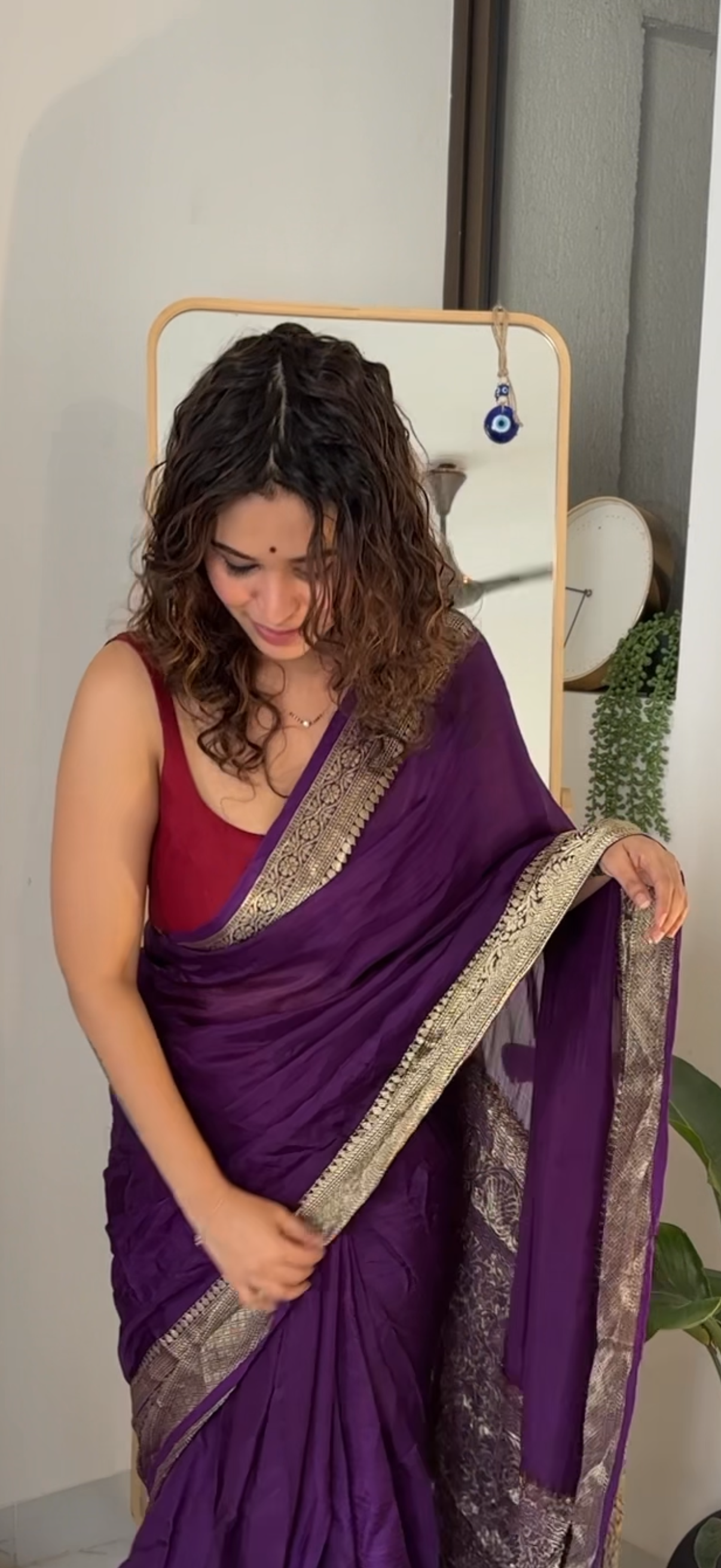 Purple Crepe Saree!