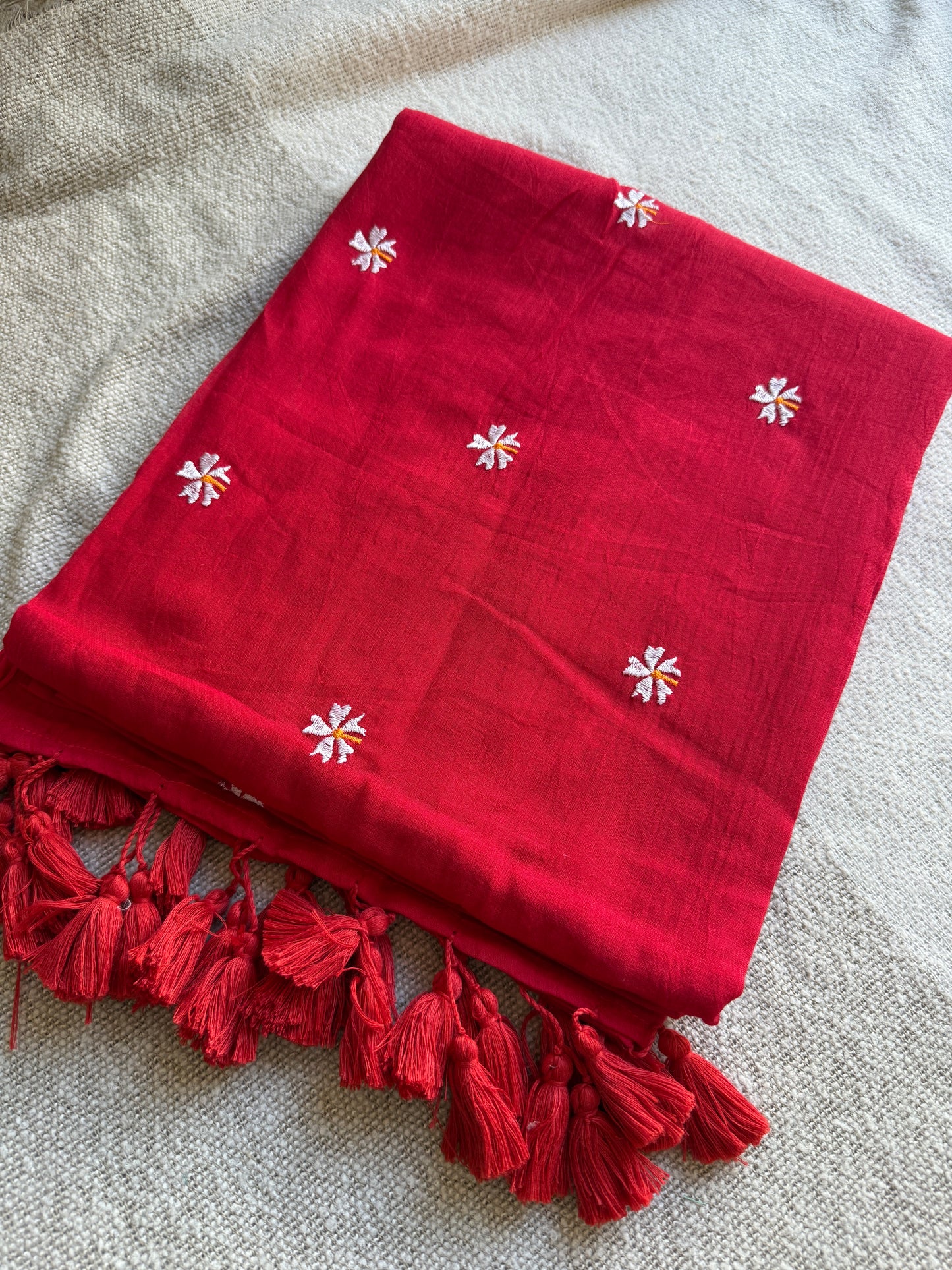 Red Parijaat Saree