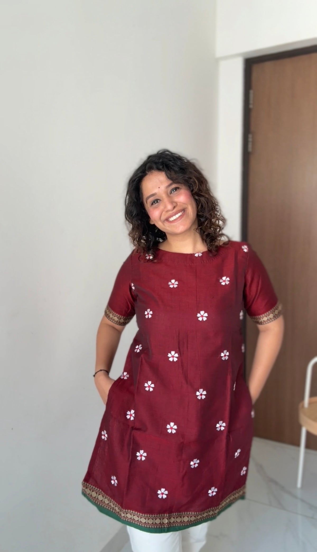 Maroon Sadafuli Kurti