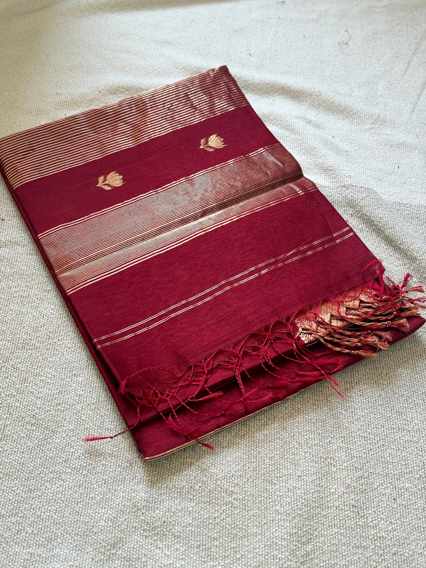 Lotus Motif Maheshwari Saree