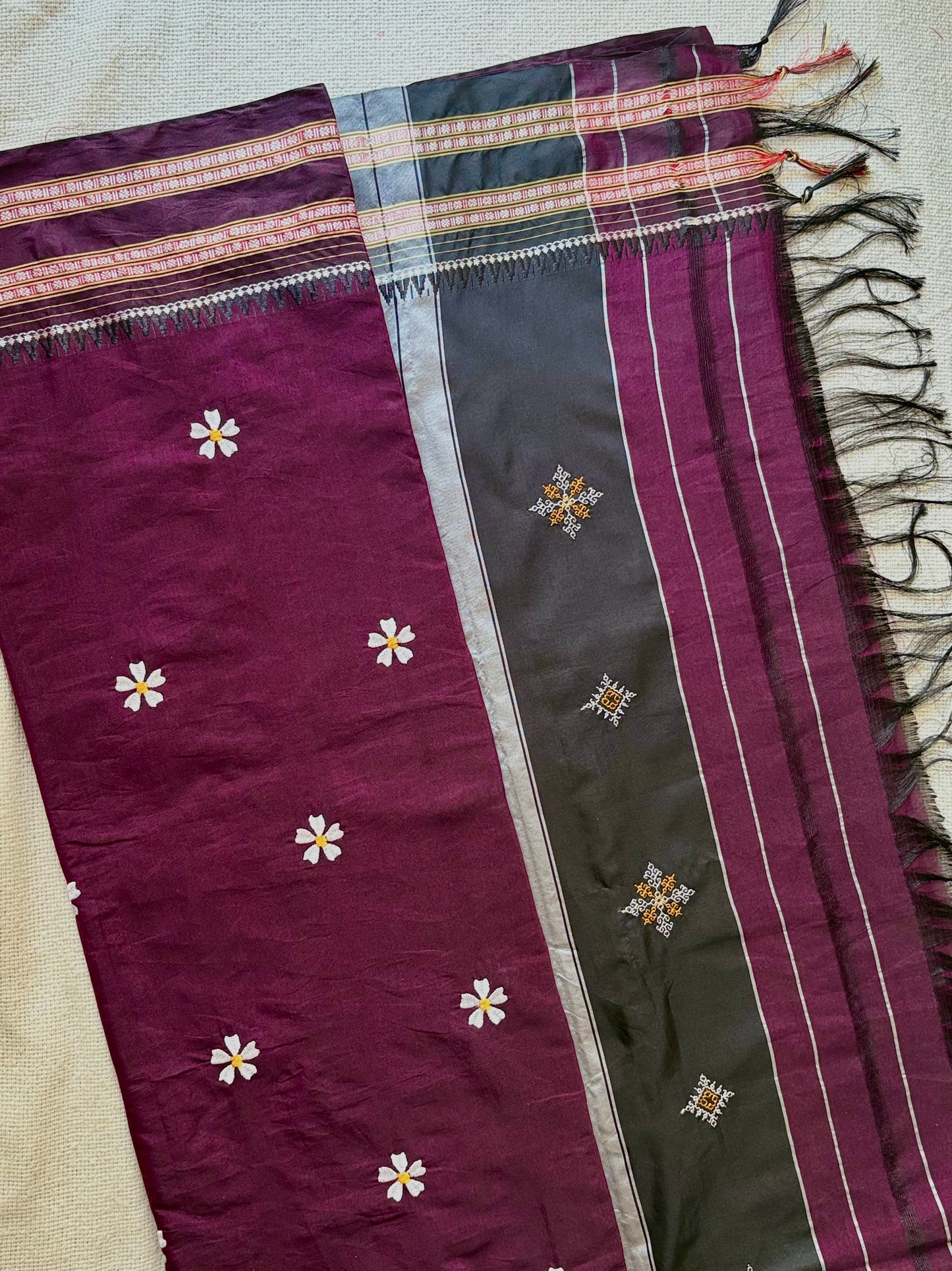 Narayanpeth Sadafuli Purple Saree