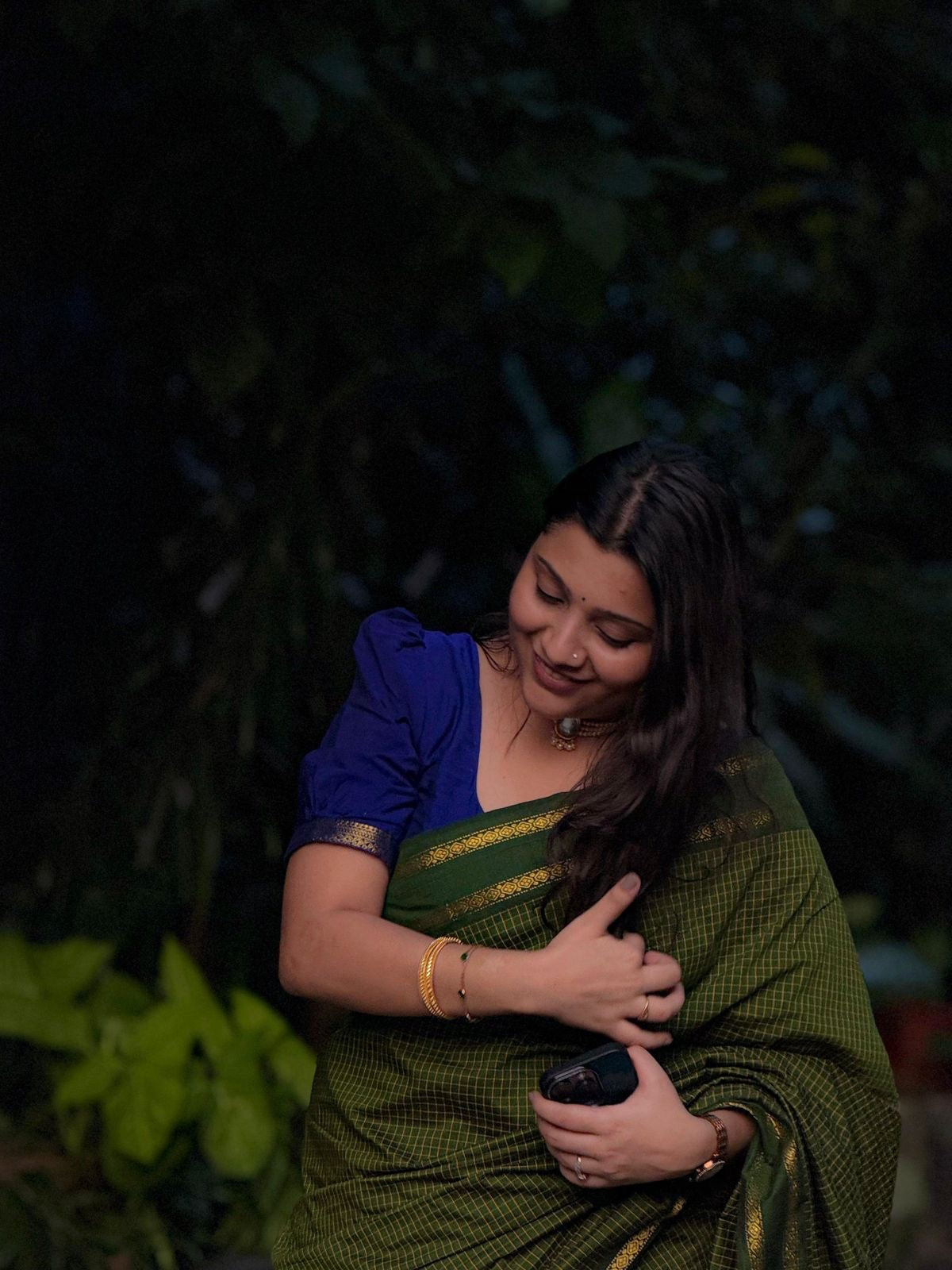 Parrot Green Vintage Gadwal Saree