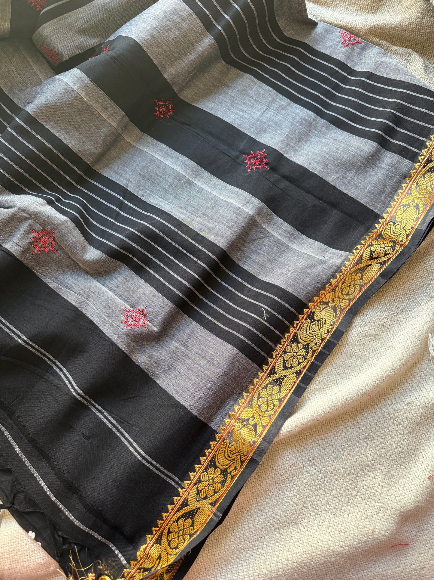 Golden Border Black Sadafuli Saree