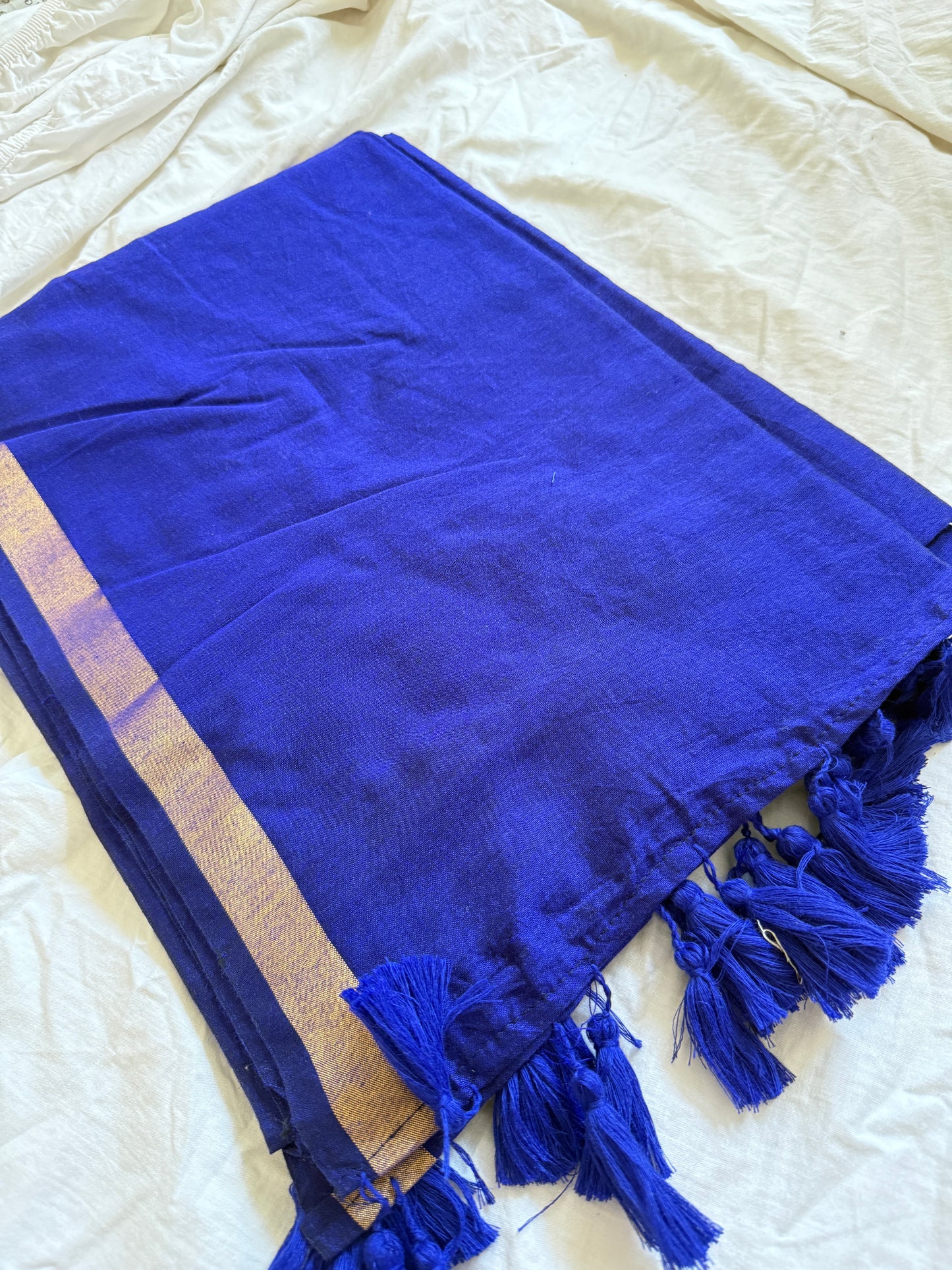 Acrylic Zari Border Saree Blue