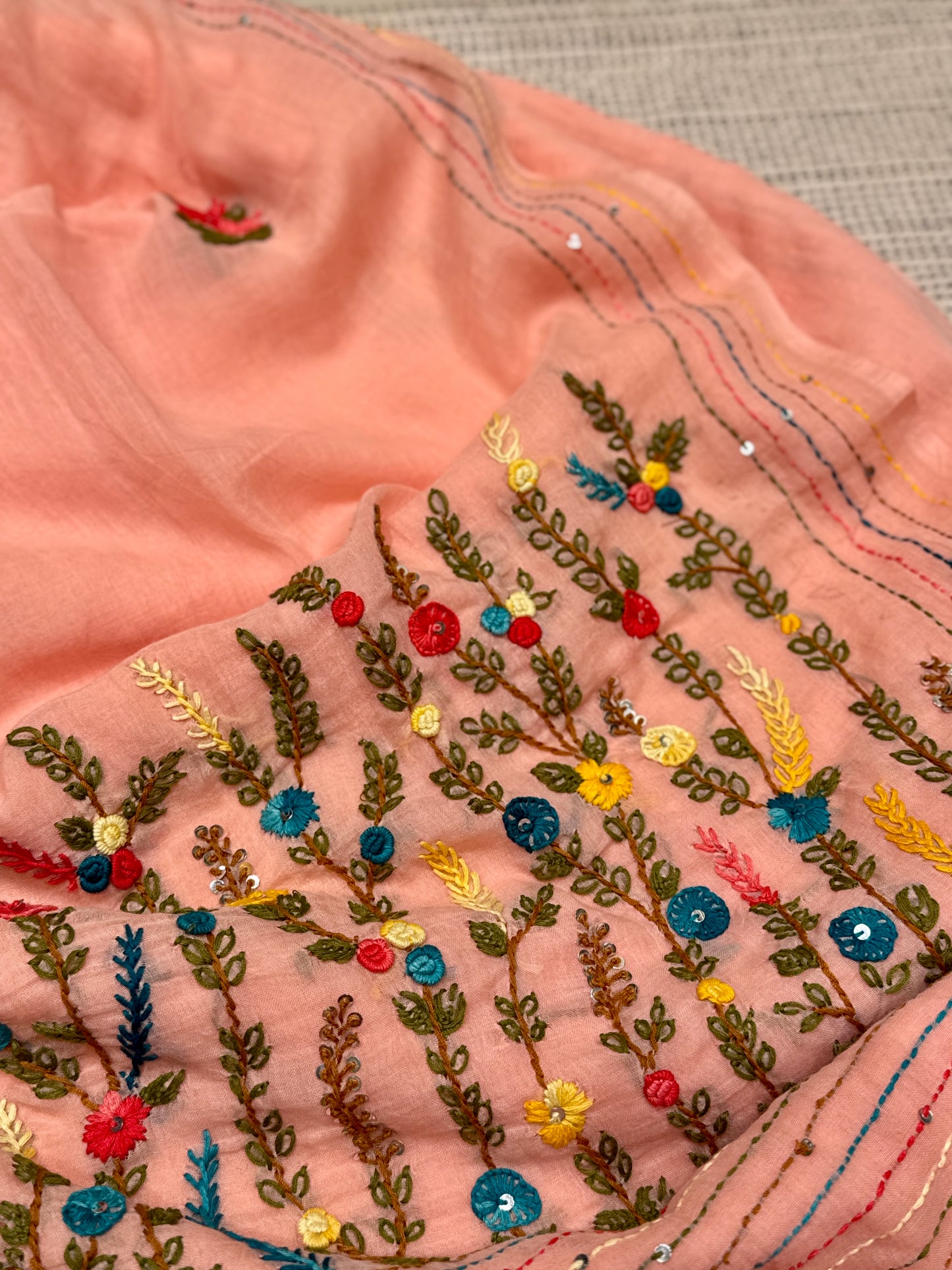 Peach Manjari saree