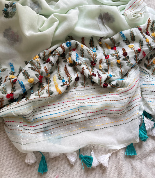 Aqua Blue Manjari Saree