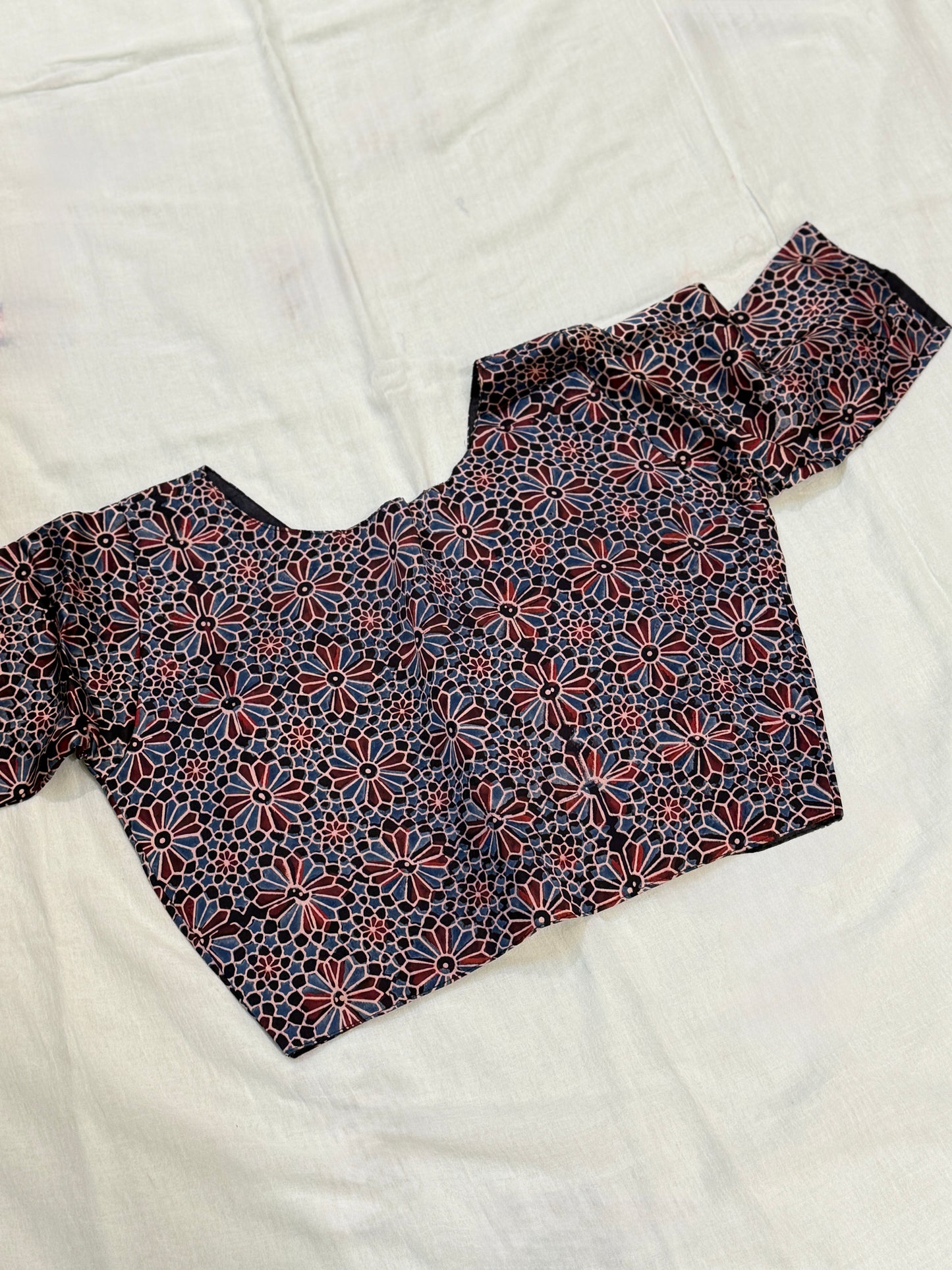 Ajrakh Printer Modal Blouse (Blue)