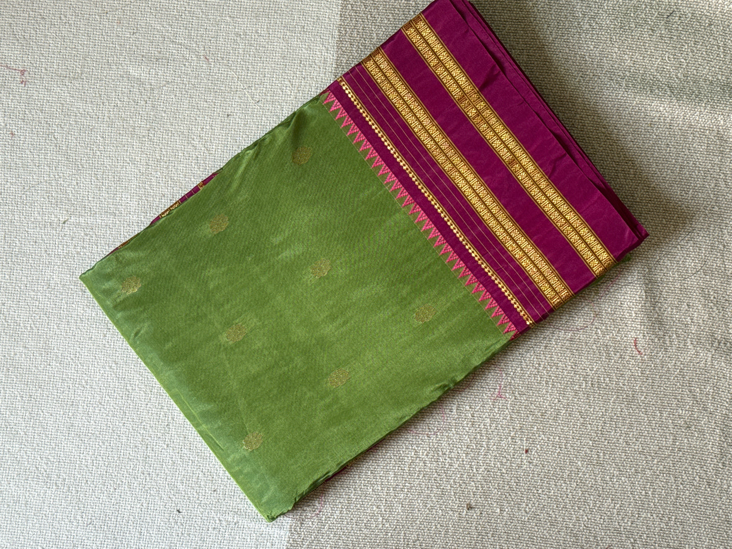 Narayanpeth Semi Silk parrot green