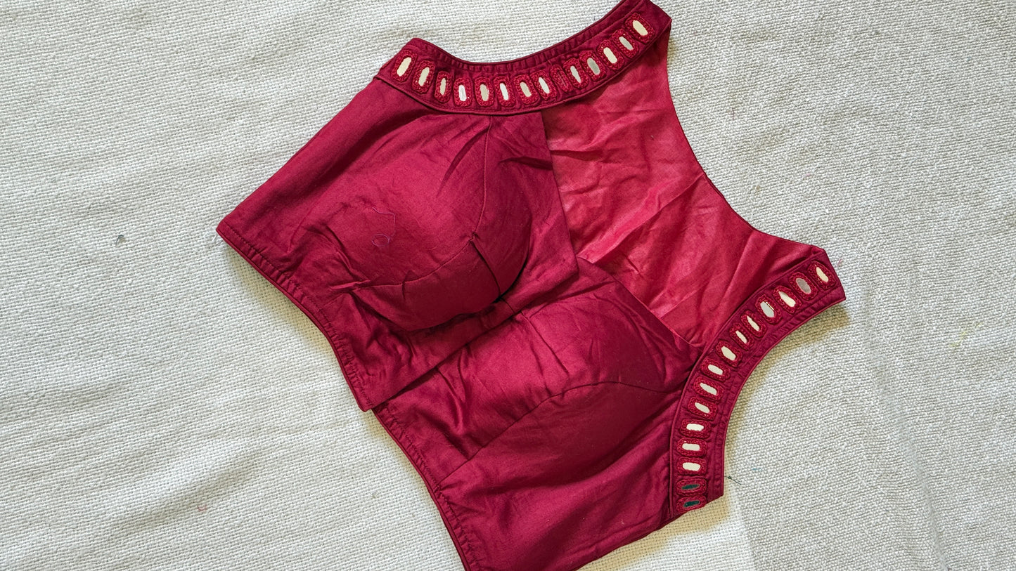 Mirror Work Maroon Blouse