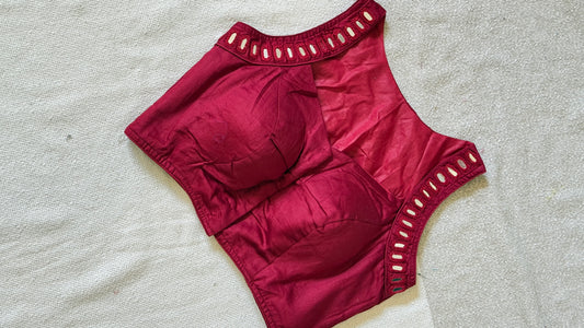 Mirror Work Maroon Blouse