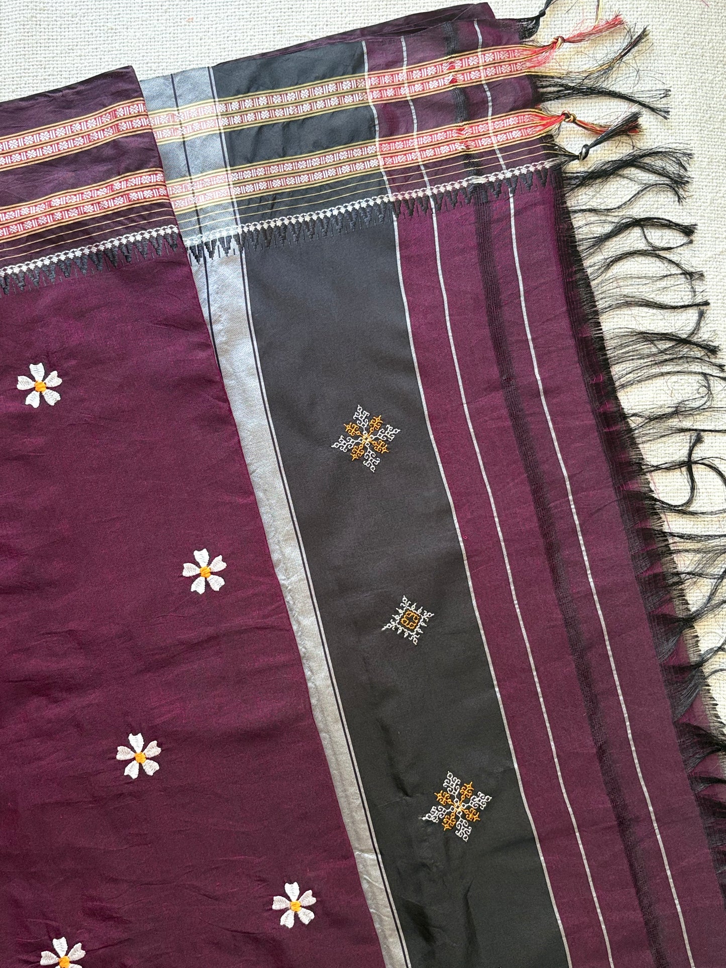 Narayanpeth Sadafuli Purple Saree