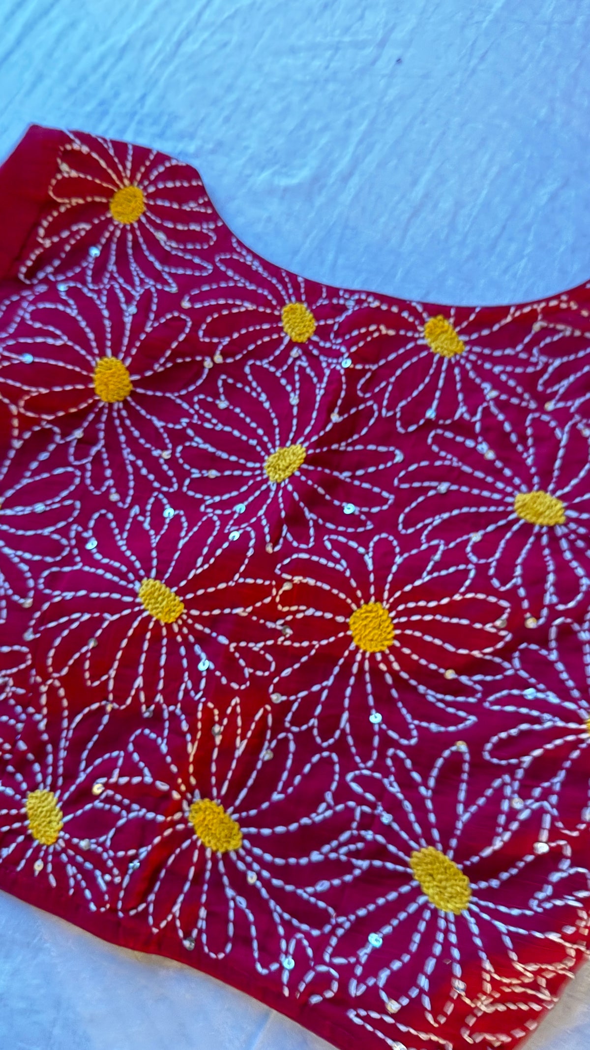 Daisy Embroidered Maroon Blouse 🌸