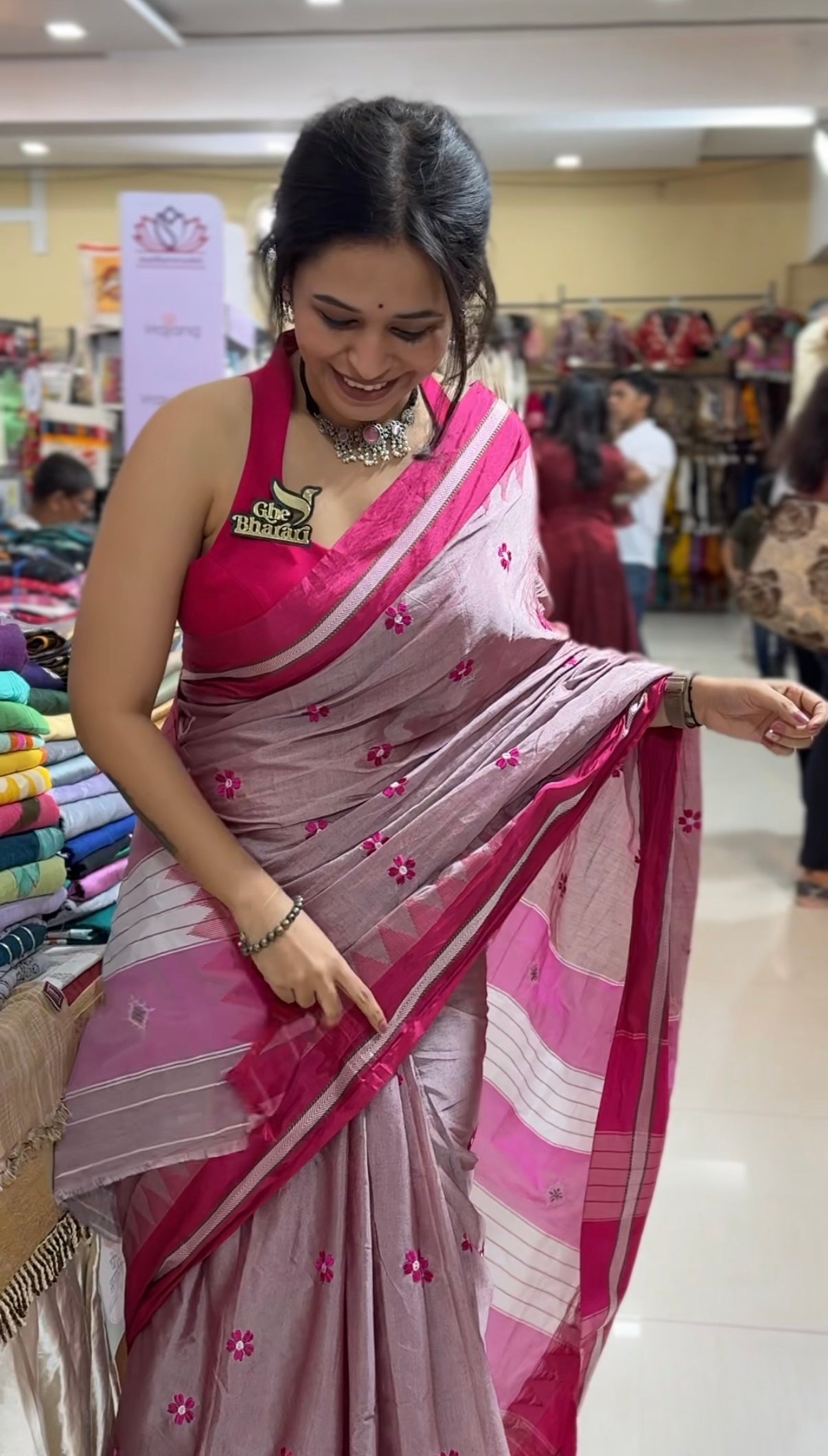 Onion Pink Sadafuli Irkal Saree